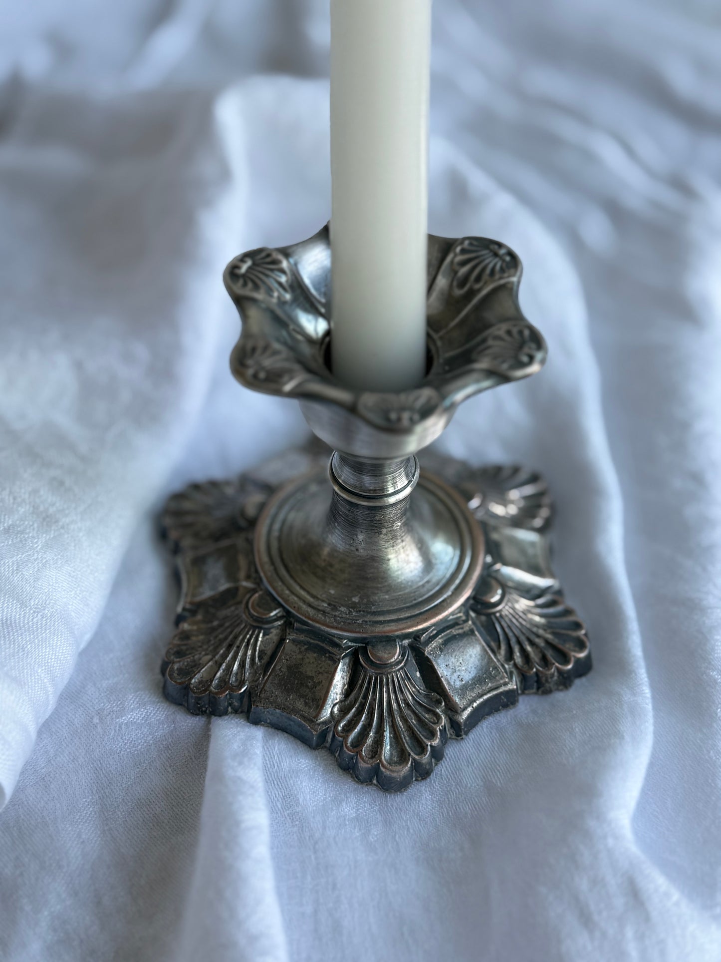 Vintage Silver-Plated Candle Holder – Ornate Design