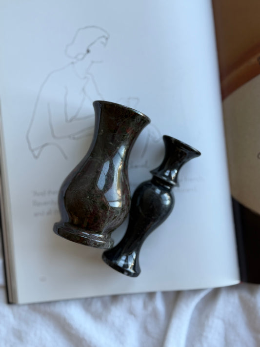 Set of Two Petite Marble Vases