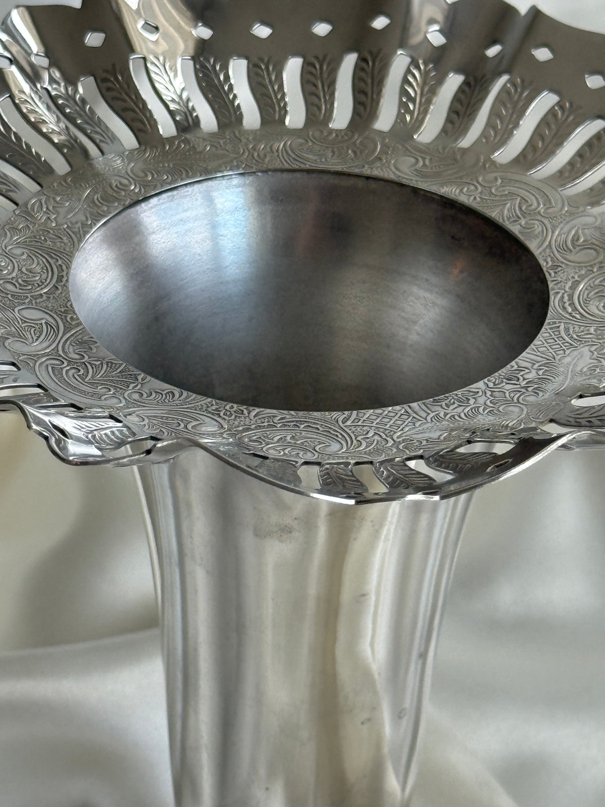 Vintage Silver-Plated Pedestal Flower Vase
