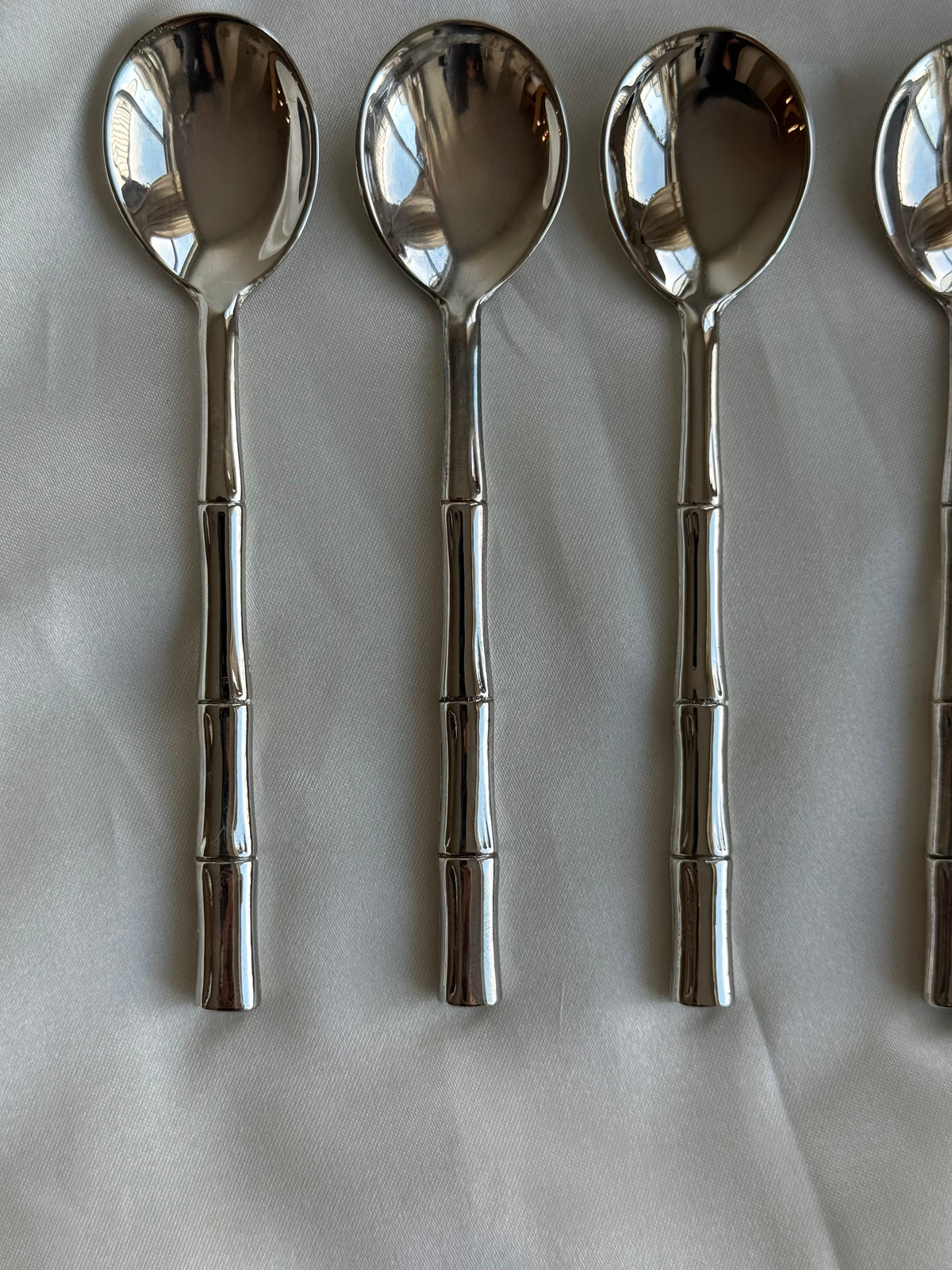 Vintage Silver Plated Bamboo Handle Teaspoons – Set of 6
