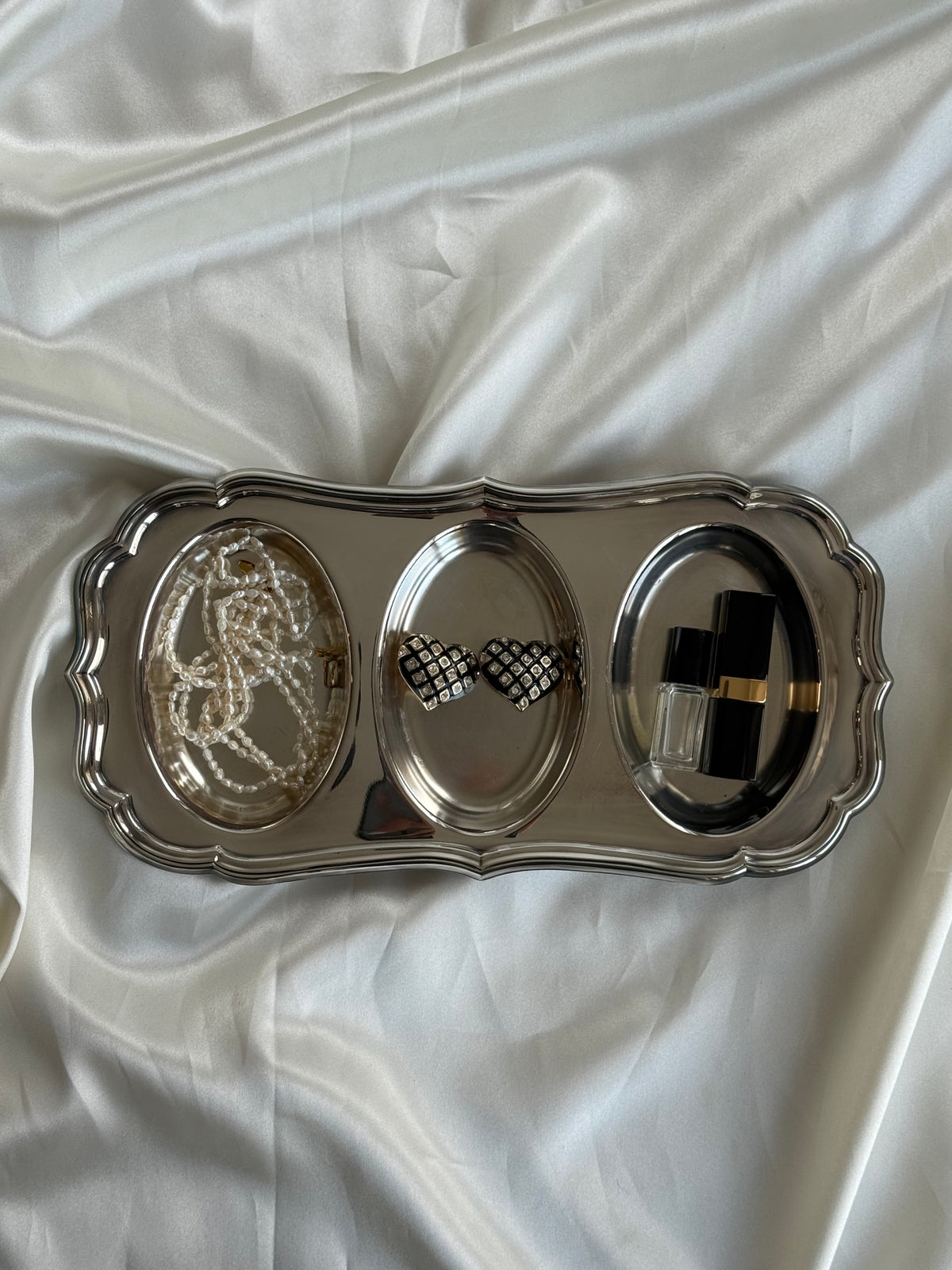 Vintage Silver Plated Triple Compartment Serving Tray / Jewelry Organizer