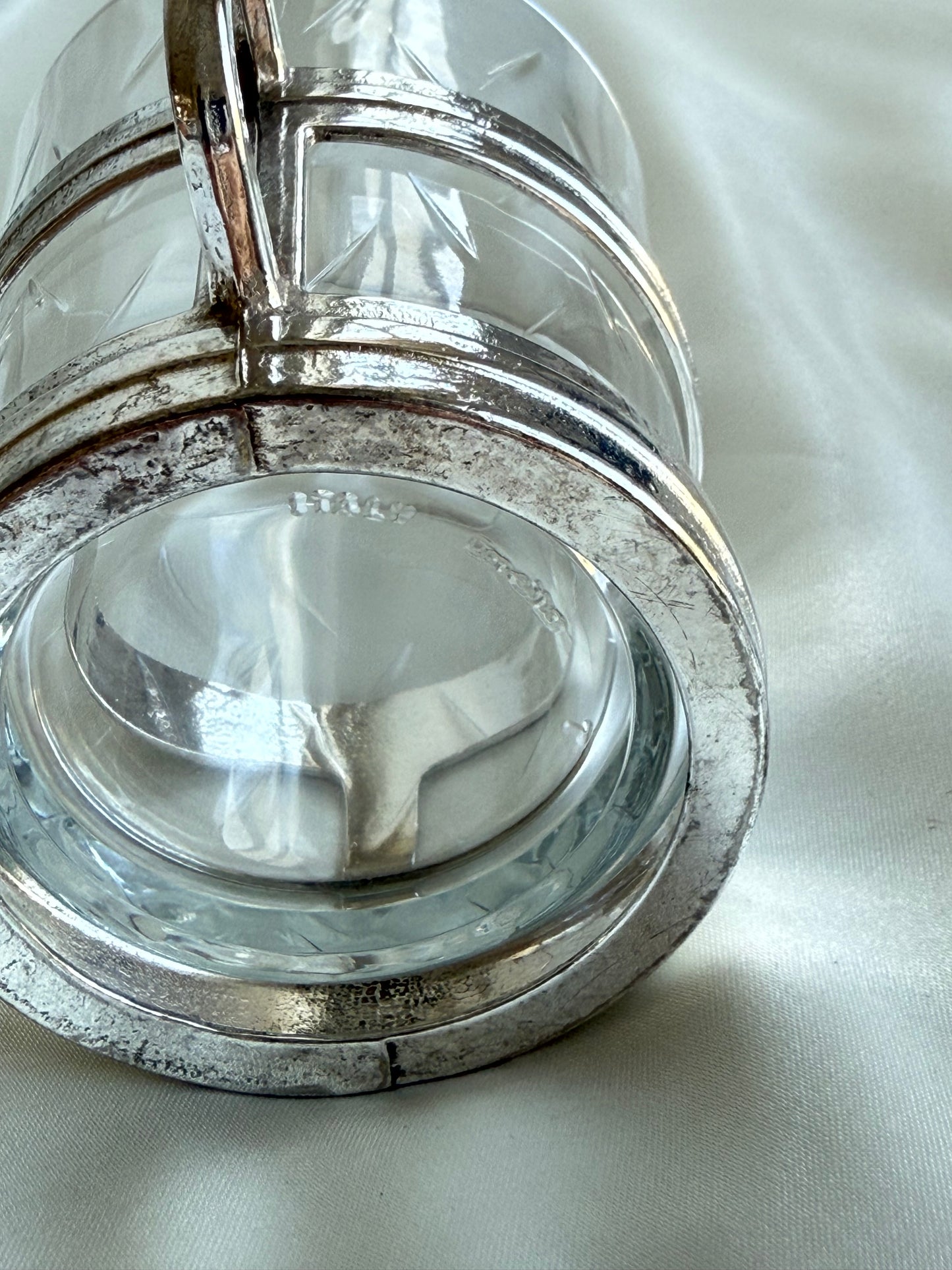 Set of 5 Vintage Italian Silver-Plated Glass Mugs