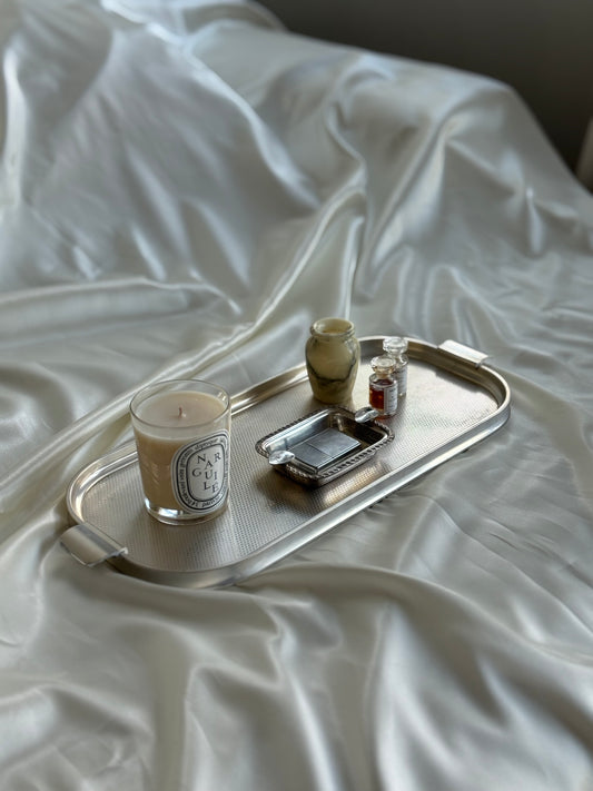 Vintage Silver-Tone Perforated Vanity Tray