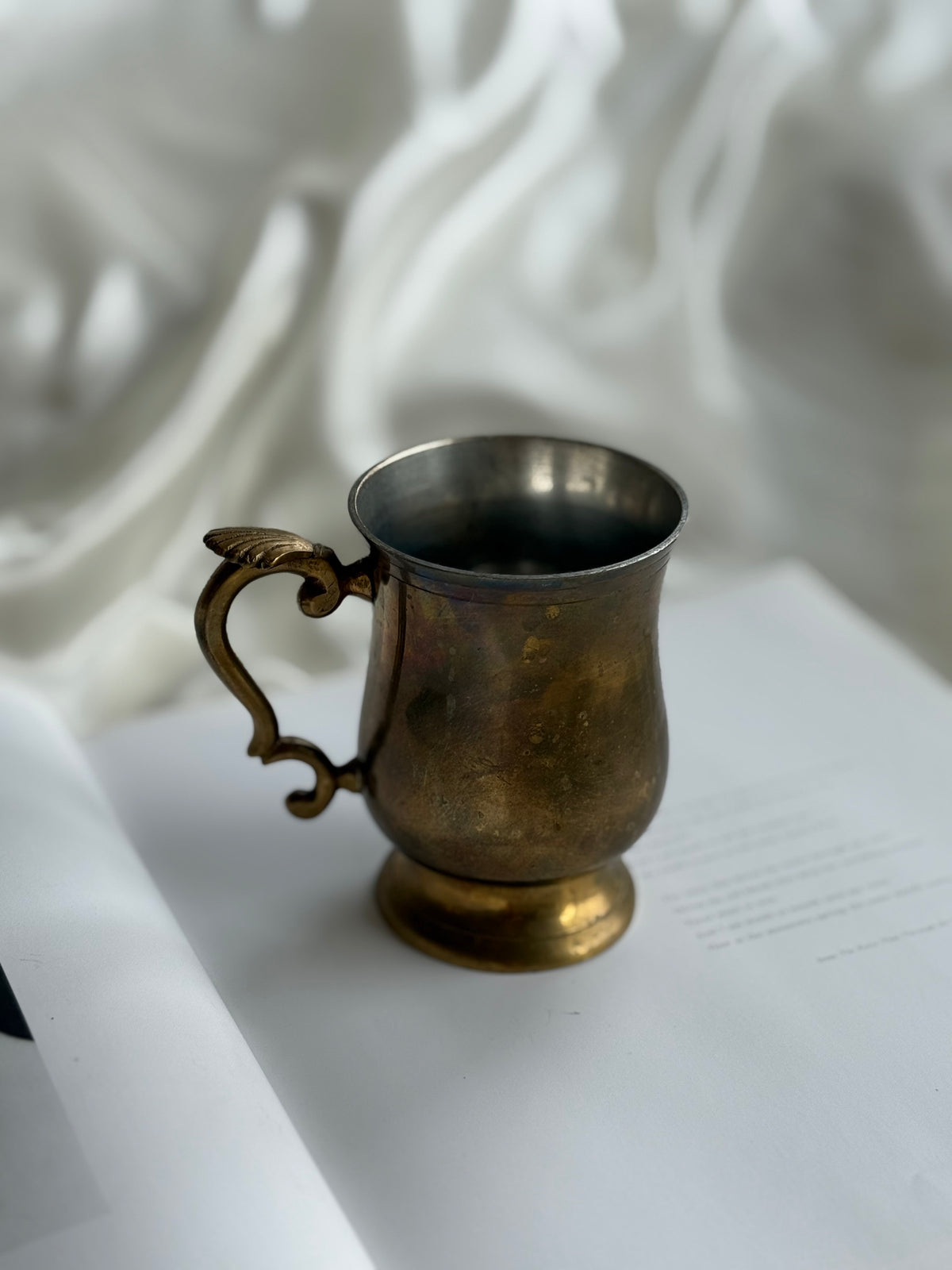 Vintage Brass Tankard with Scallop Shell Handle