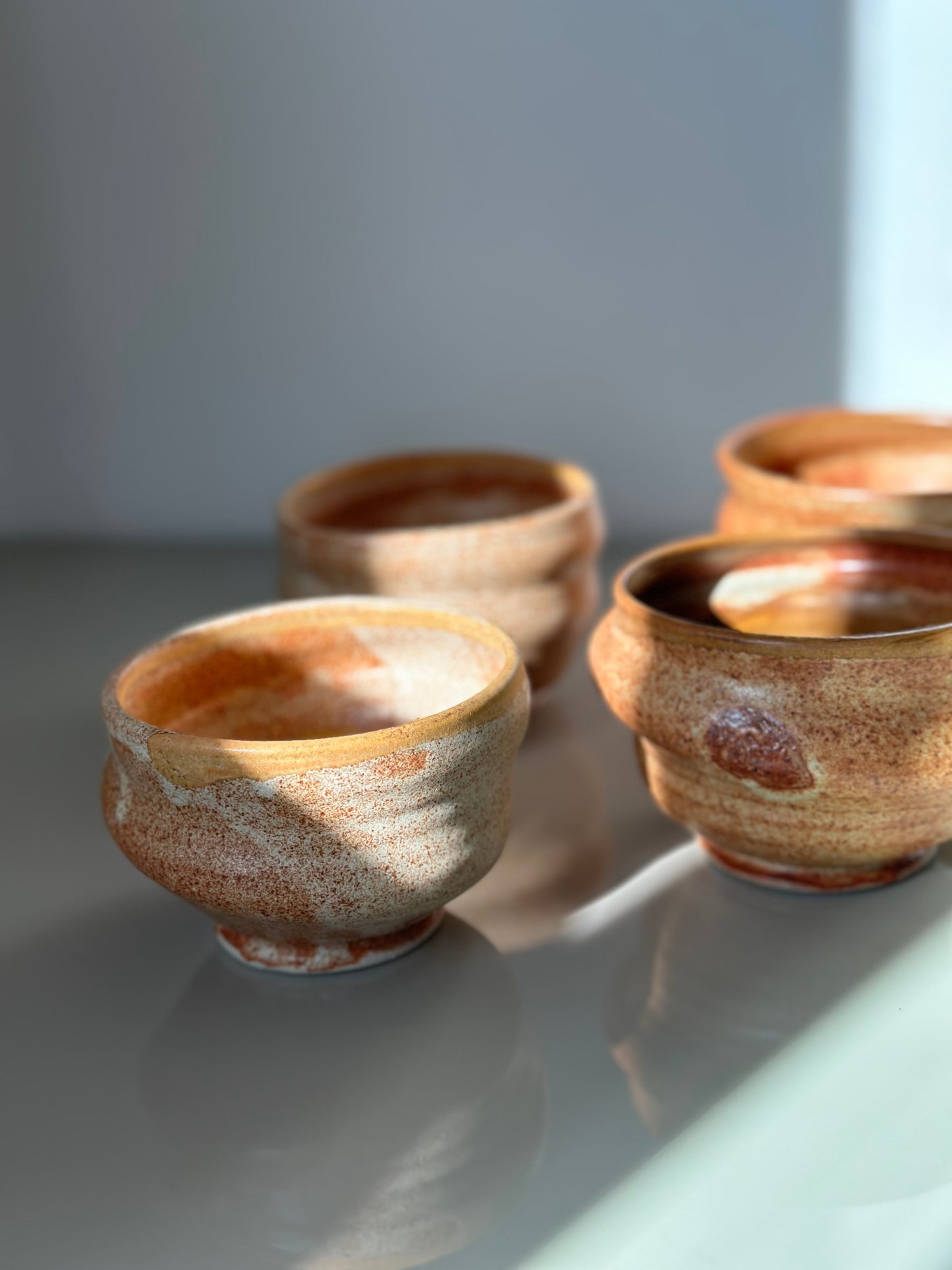 Four handmade ceramic bowls