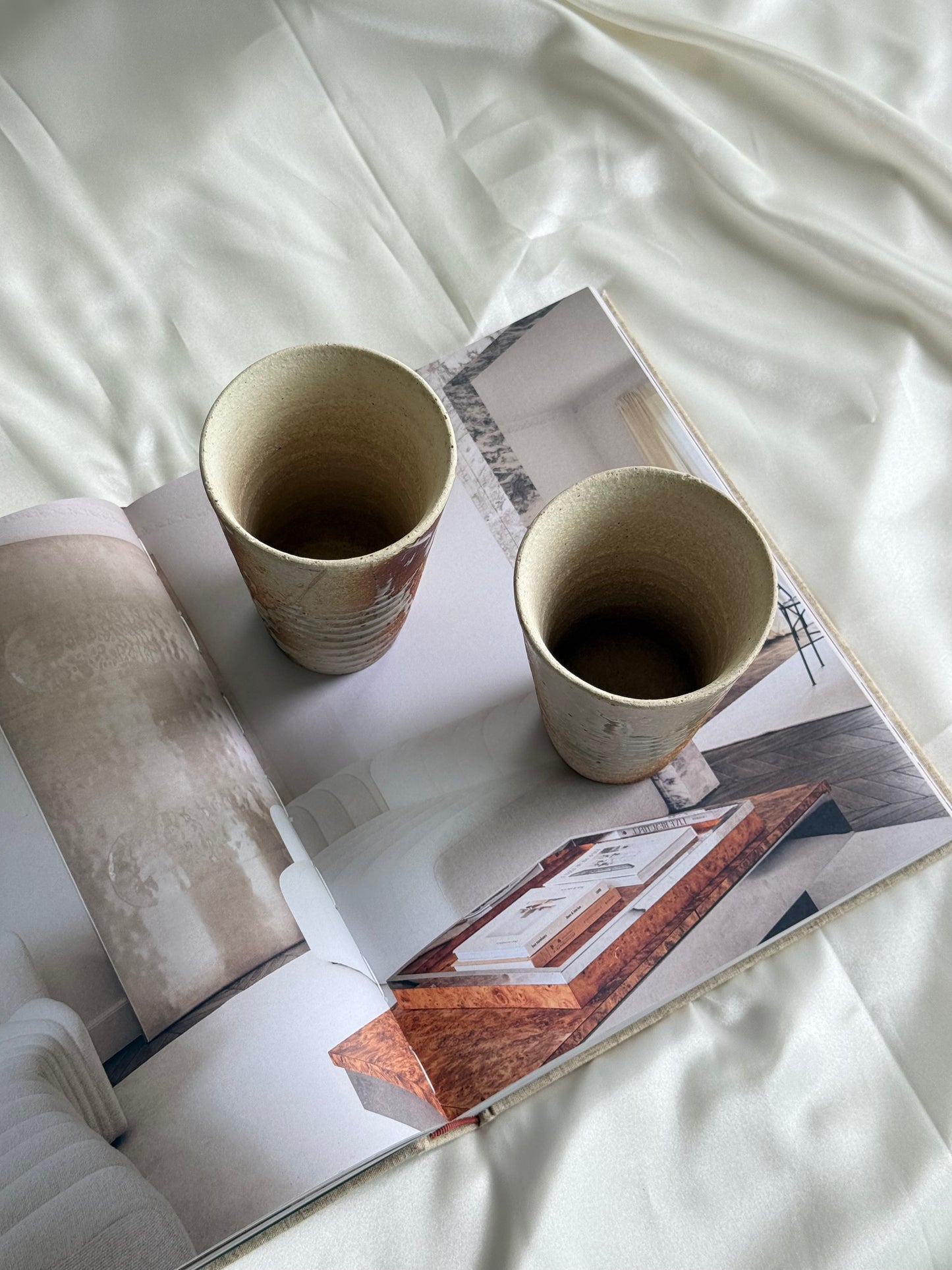 Vintage Studio Pottery Earthtone Tumblers (Pair)