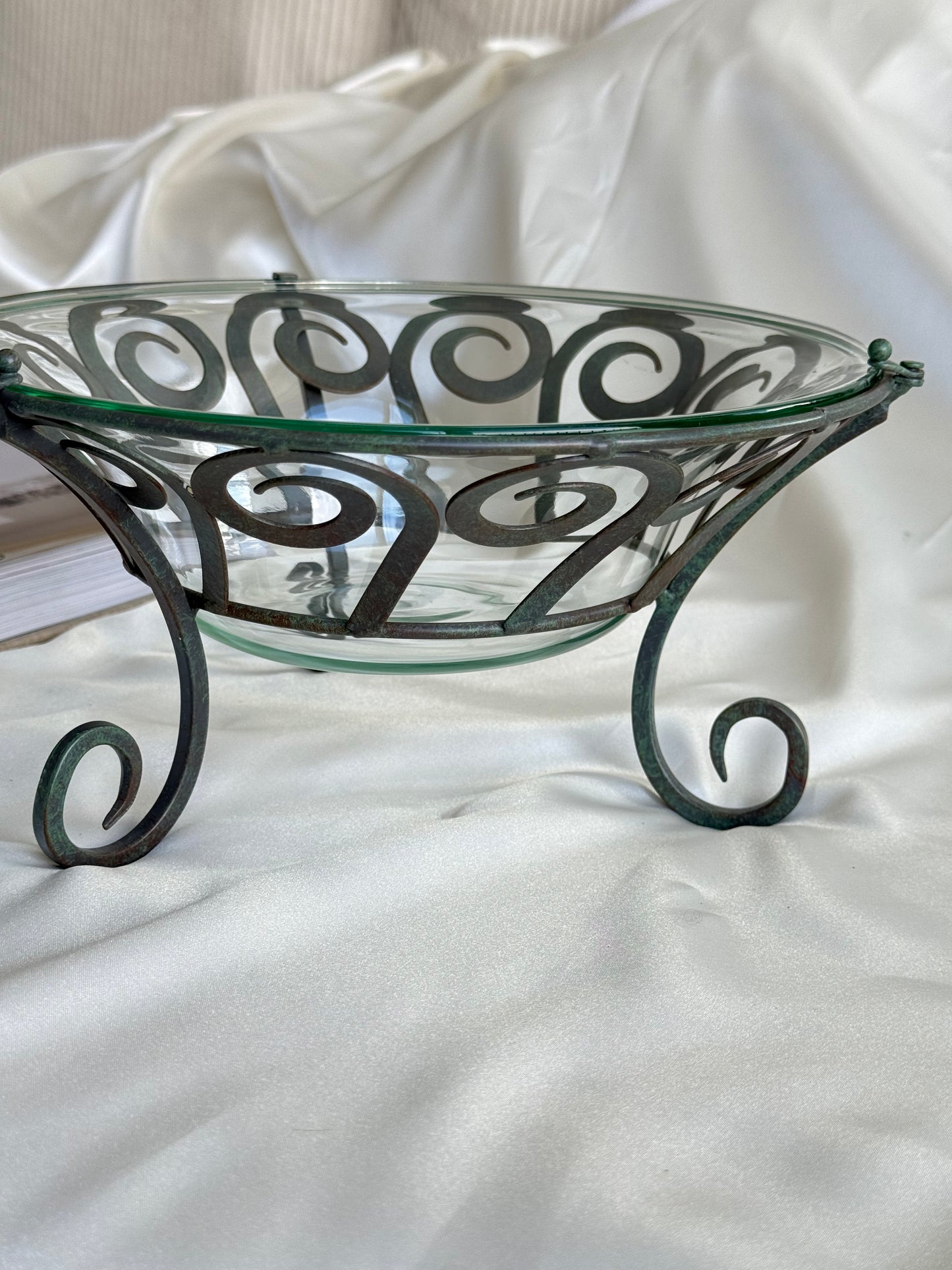 Scroll Metal & Glass Centerpiece Bowl