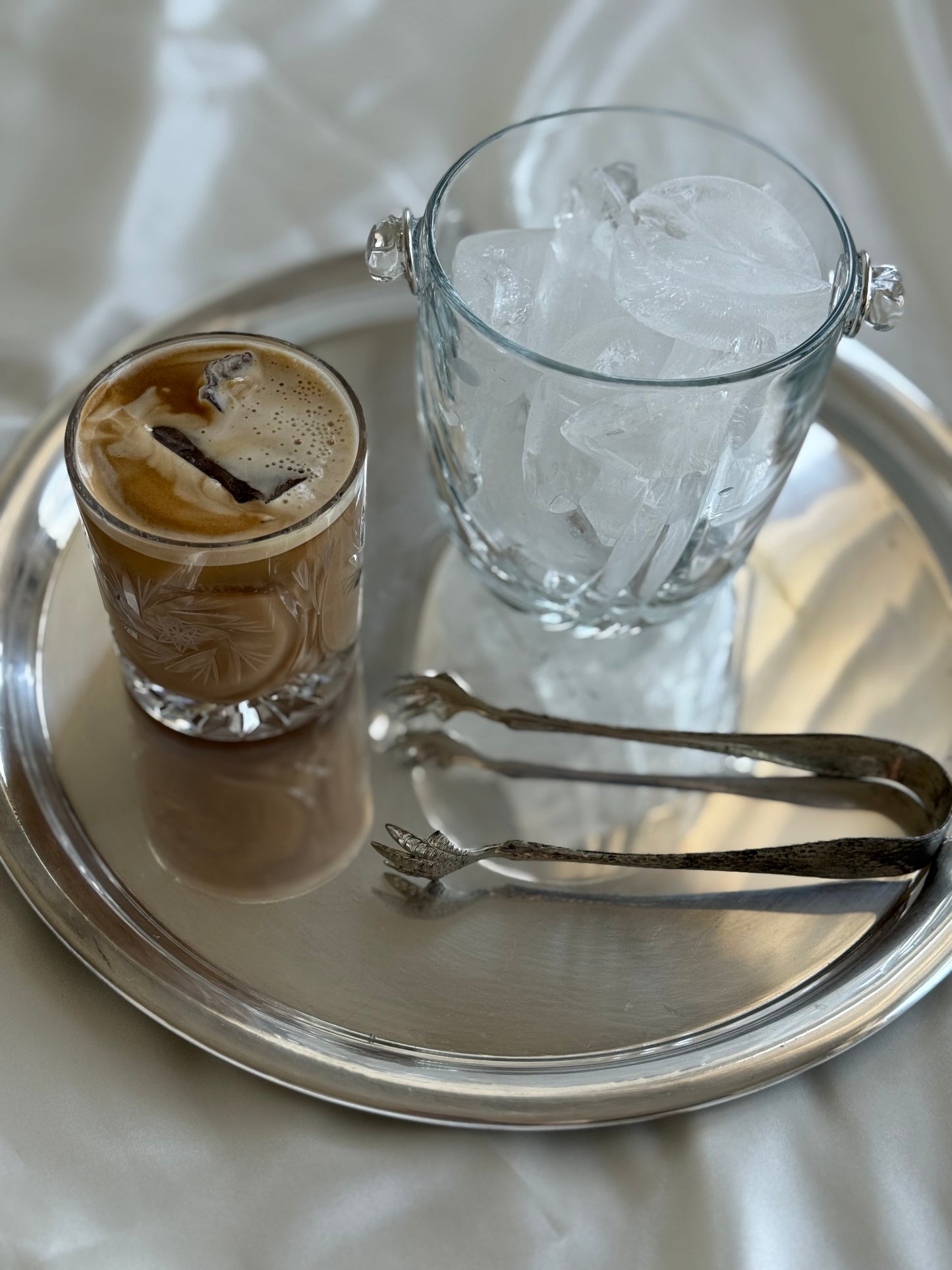 Italian Glass Ice Bucket with Removable Handle