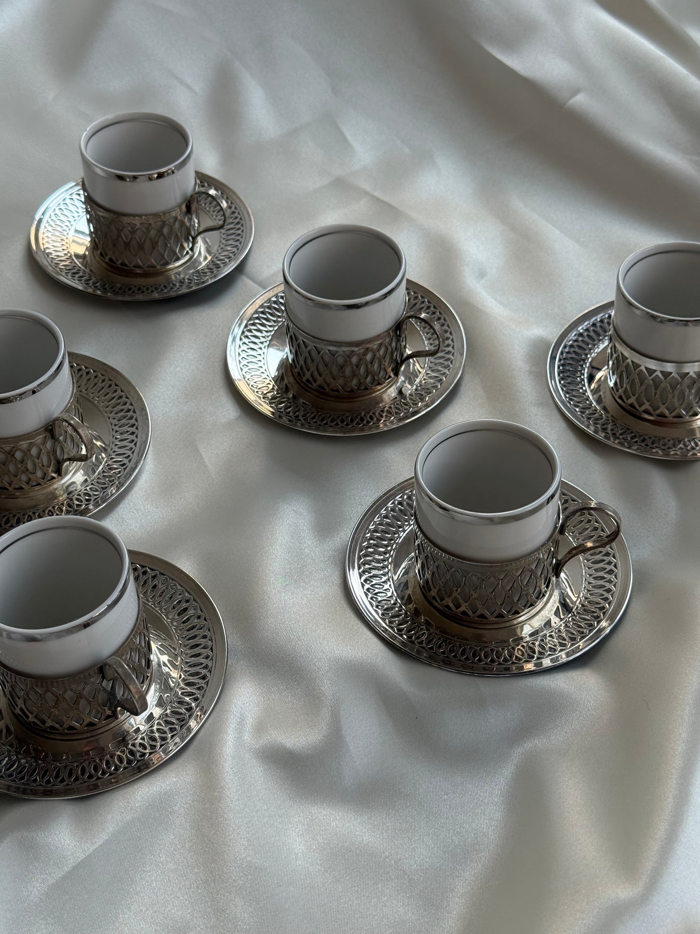 Vintage Silver-Plated Espresso Set — Set of 6
