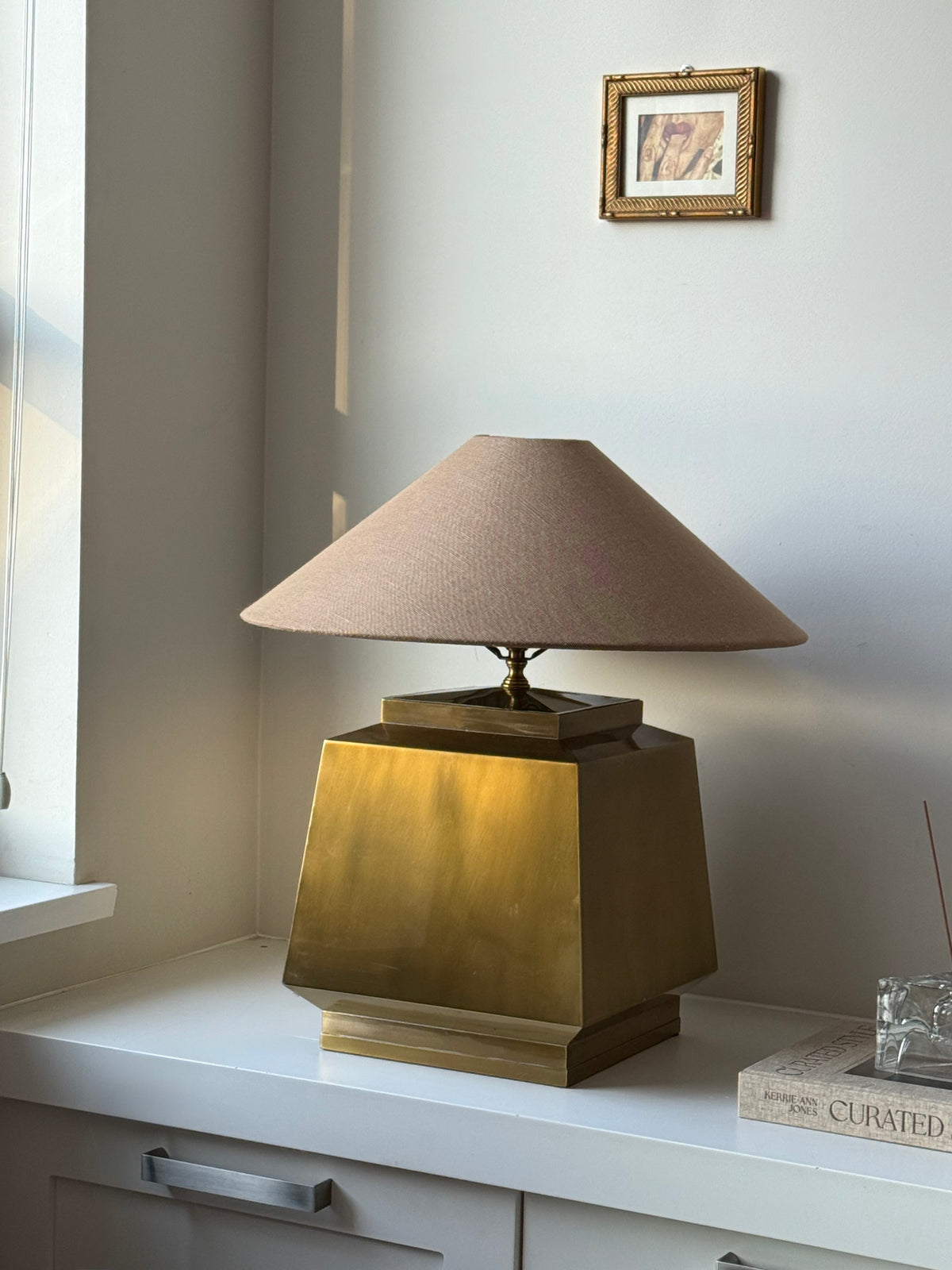 Vintage Wildwood Solid Brass Geometric Table Lamp | Hollywood Regency