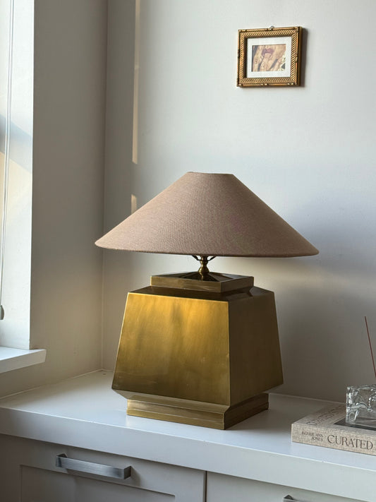 Vintage Wildwood Solid Brass Geometric Table Lamp | Hollywood Regency