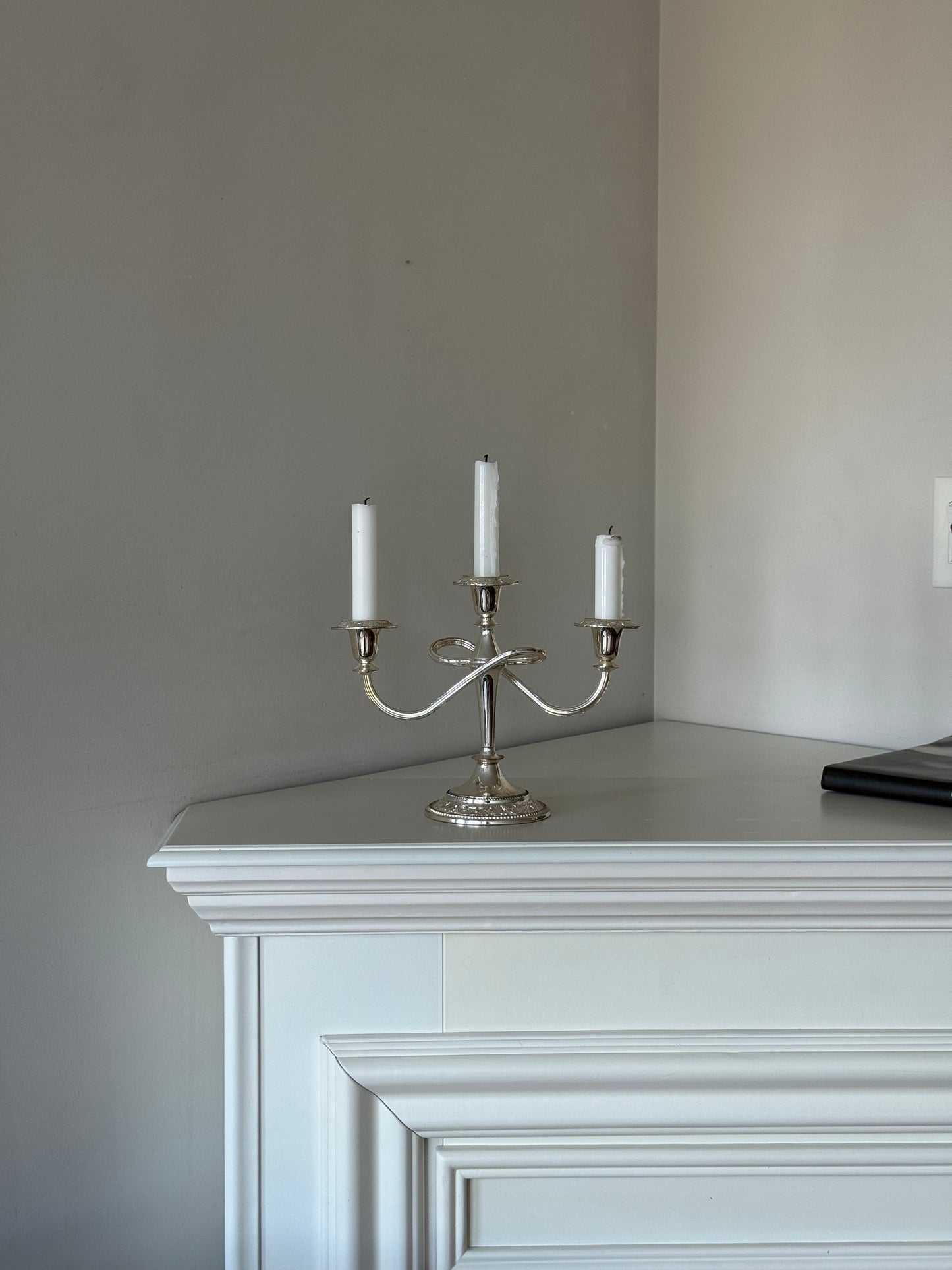 Vintage Silver Plated Three-Arm Candelabra