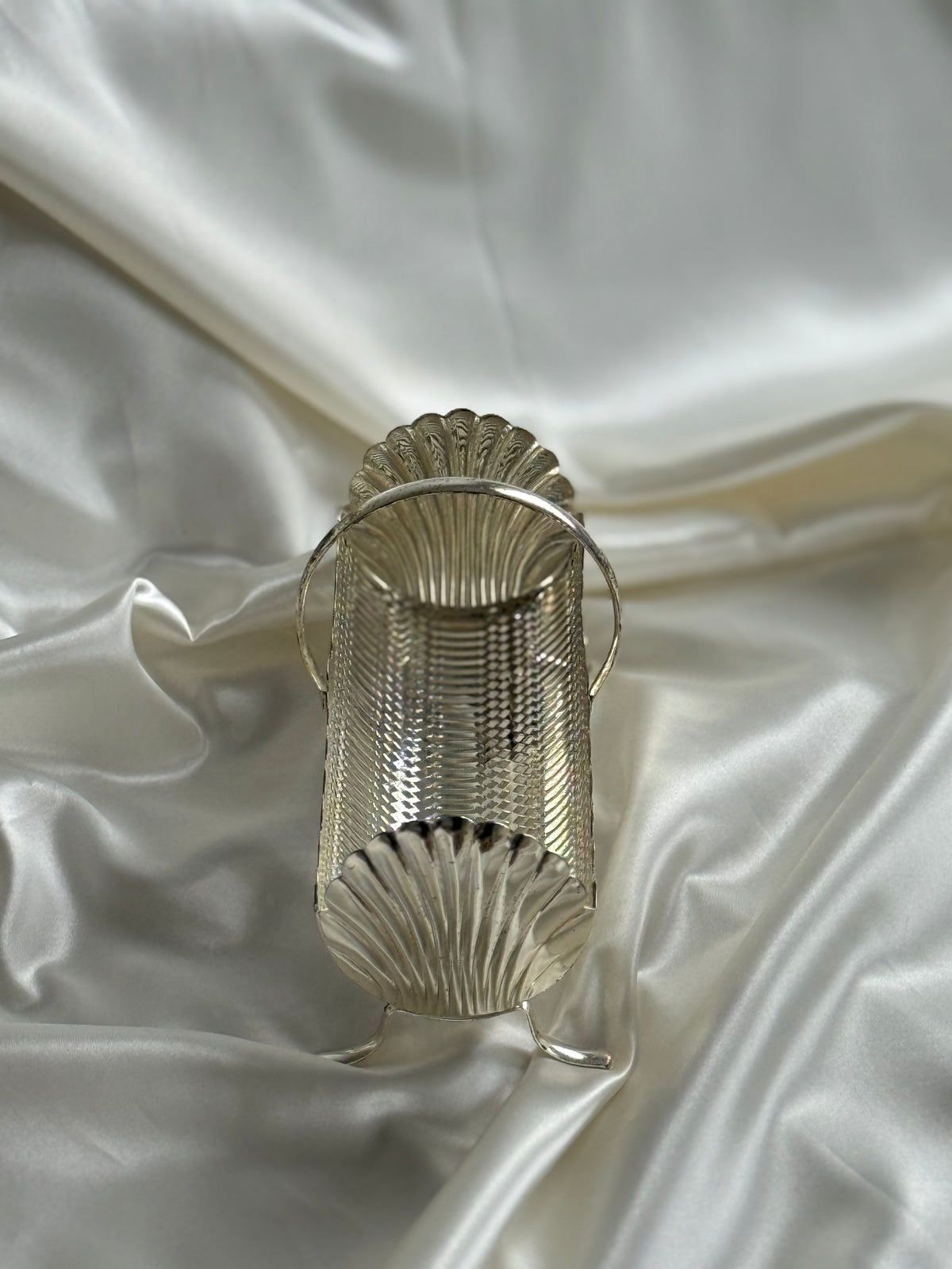 Vintage English-Style Silver-Plated Shell Motif Biscuit Tray – 8.5”
