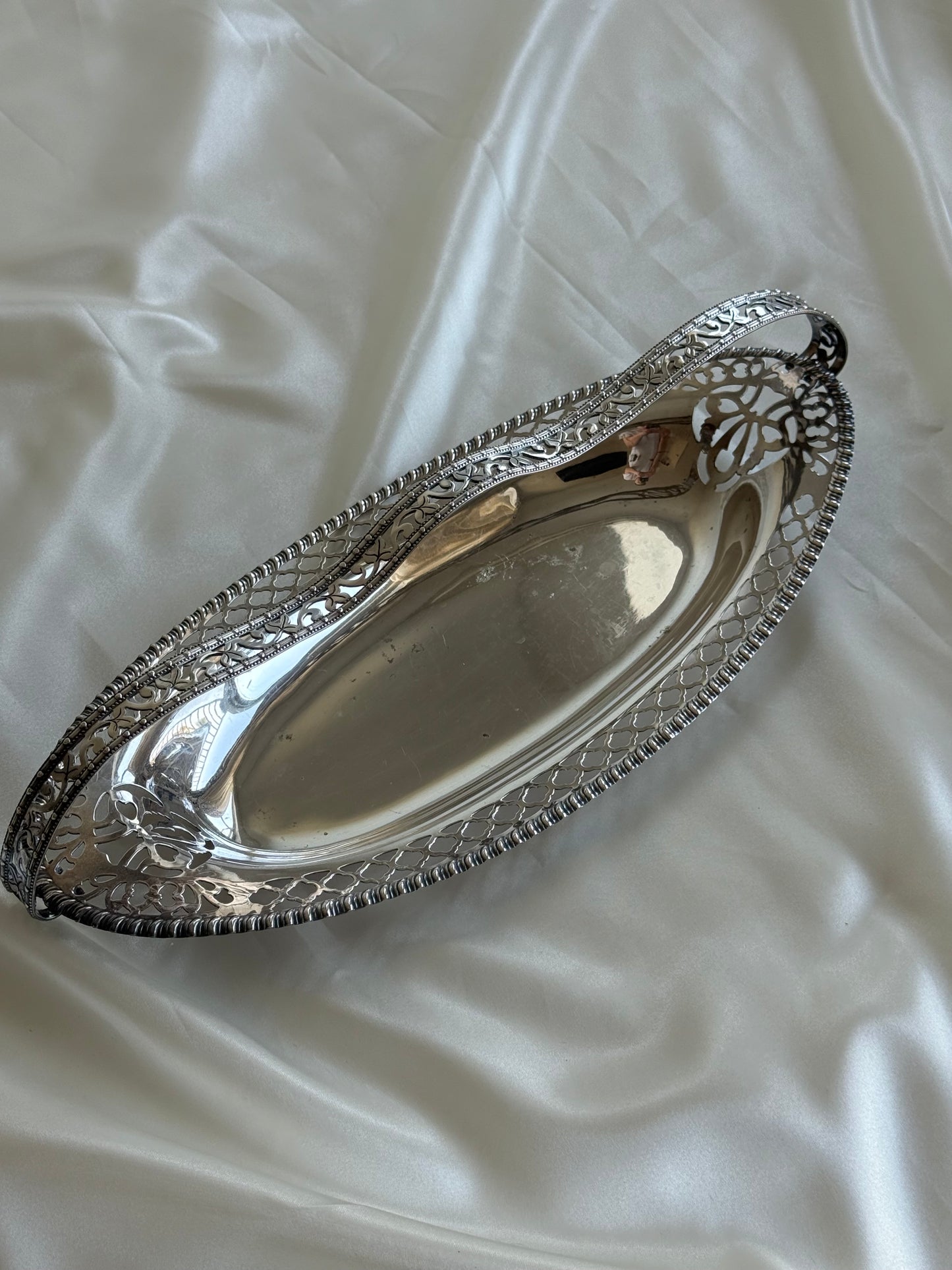 Vintage Silver-Plated Pierced Bread & Fruit Basket