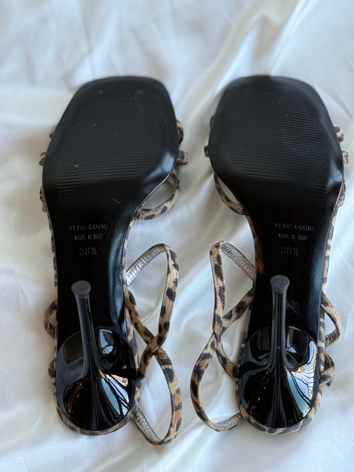 Dolce & Gabbana Leopard Print Strappy Stiletto Sandals | Made in Italy | Size 38.5