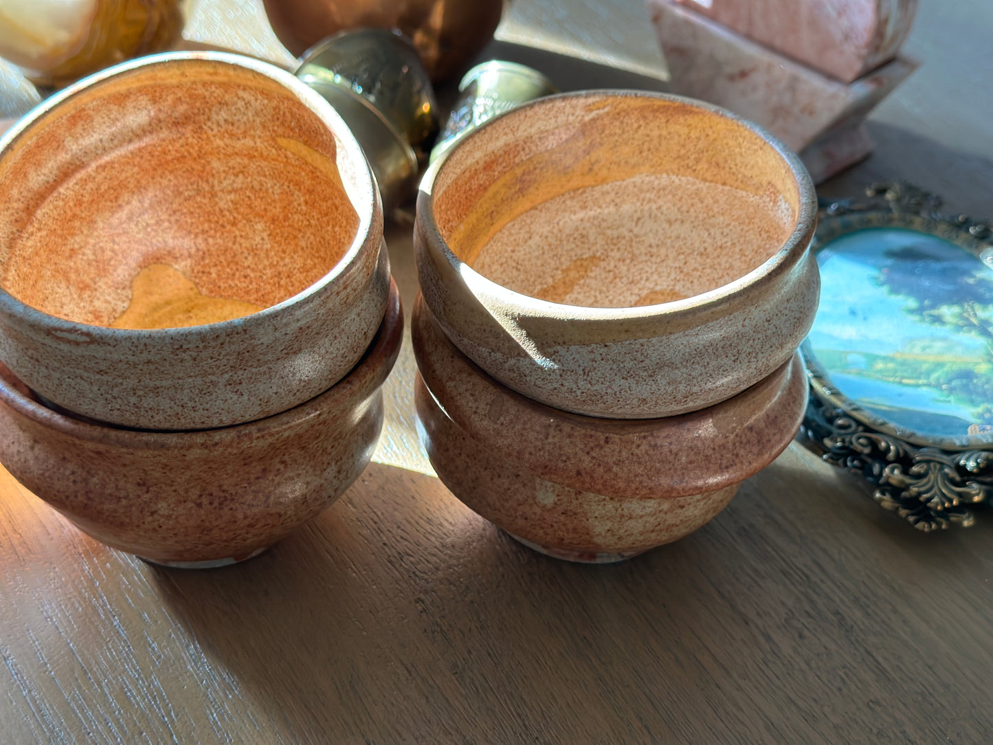 Four handmade ceramic bowls