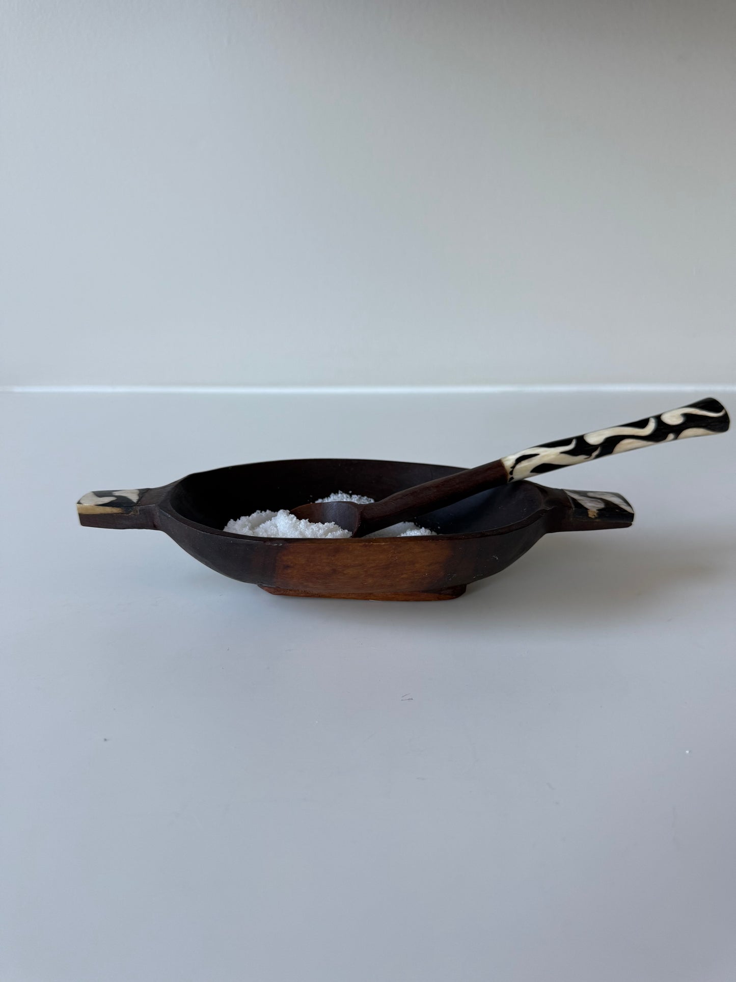 Hand-Carved Wooden Spice Cellar with spoon