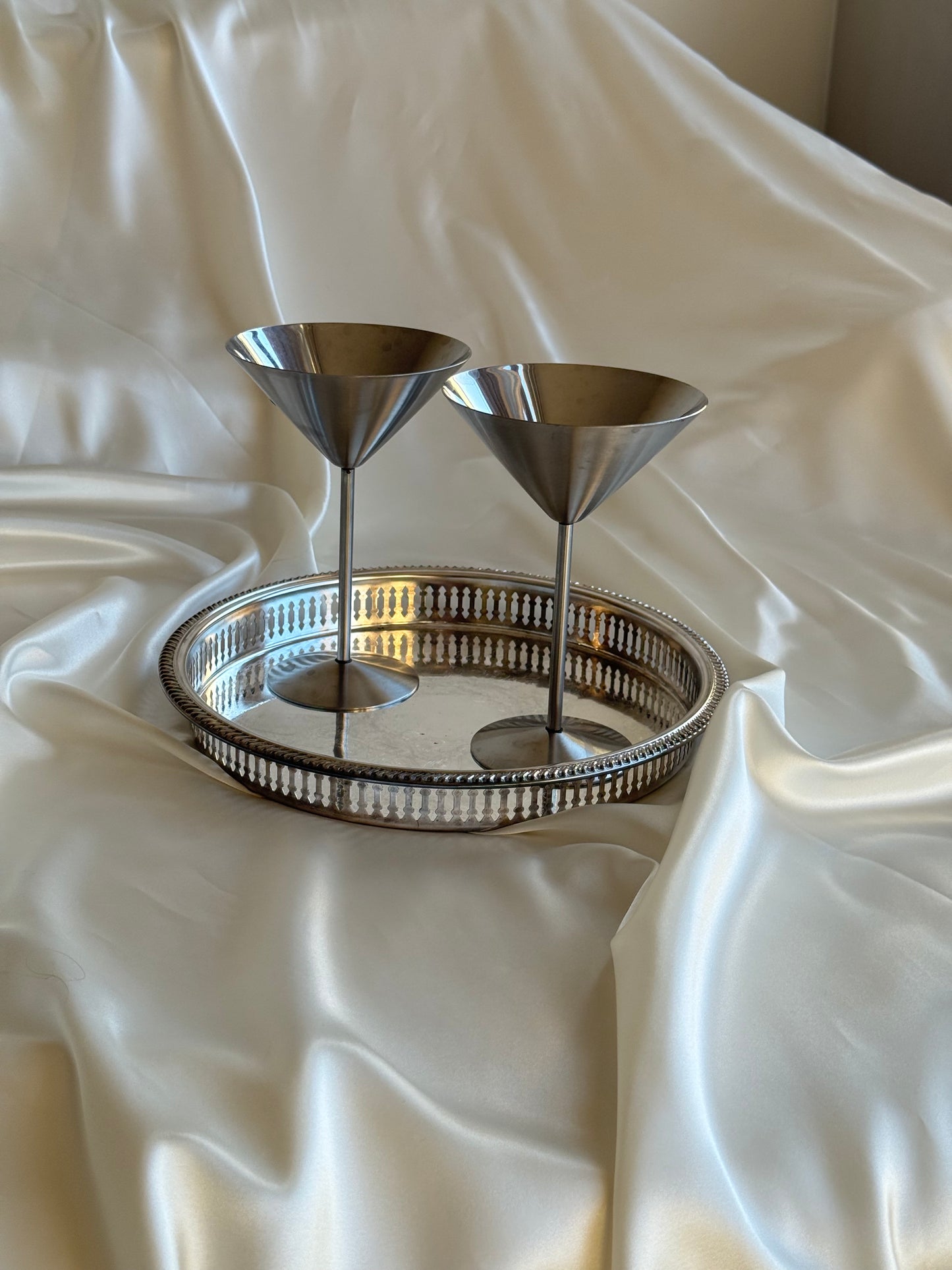 Modern Metal Martini Glasses — Set of Two