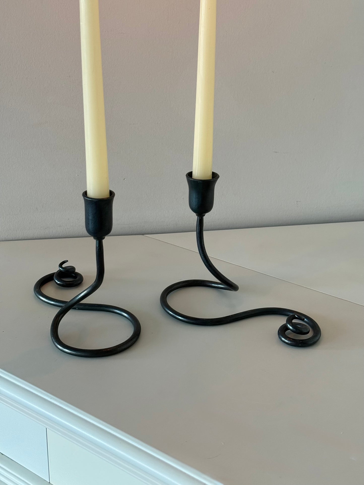 Vintage Iron Taper Candle Holders – Set of 2