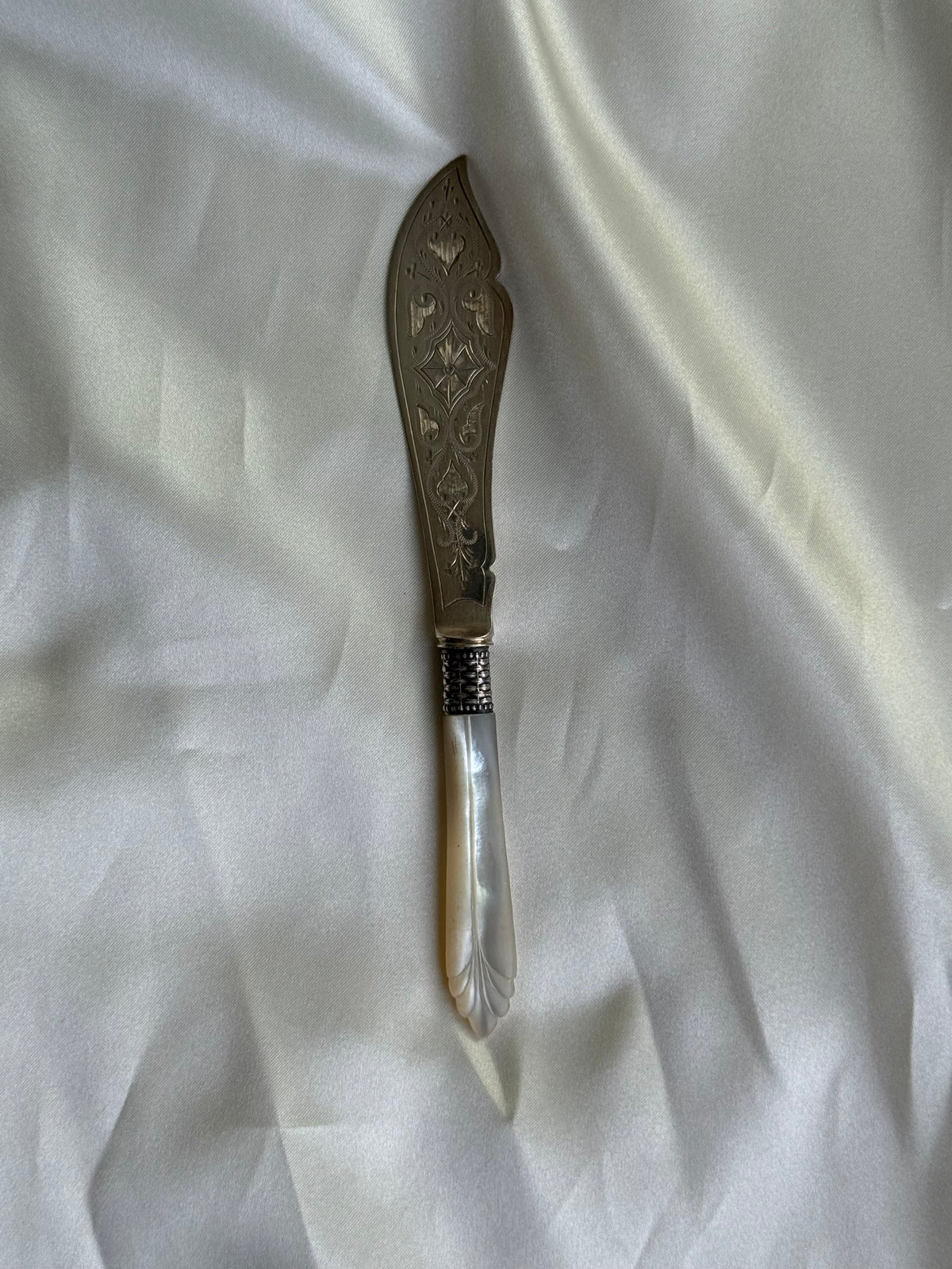 Vintage Silver-Plated Butter Dish & Mother-of-Pearl Serving Knife