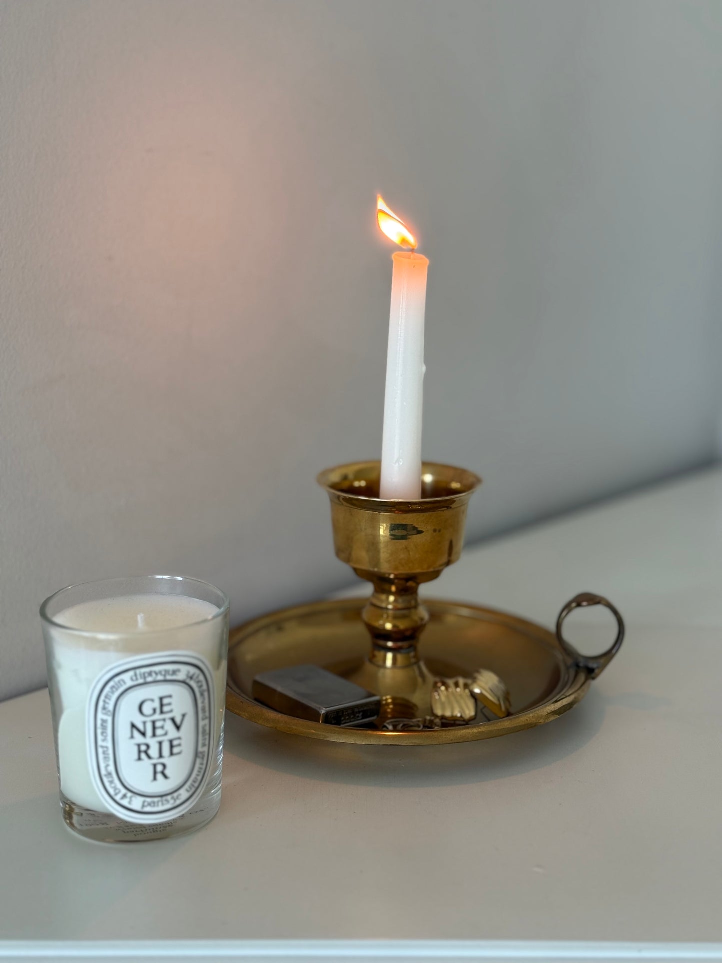 Vintage XL Solid Brass Chamberstick Candle Holder