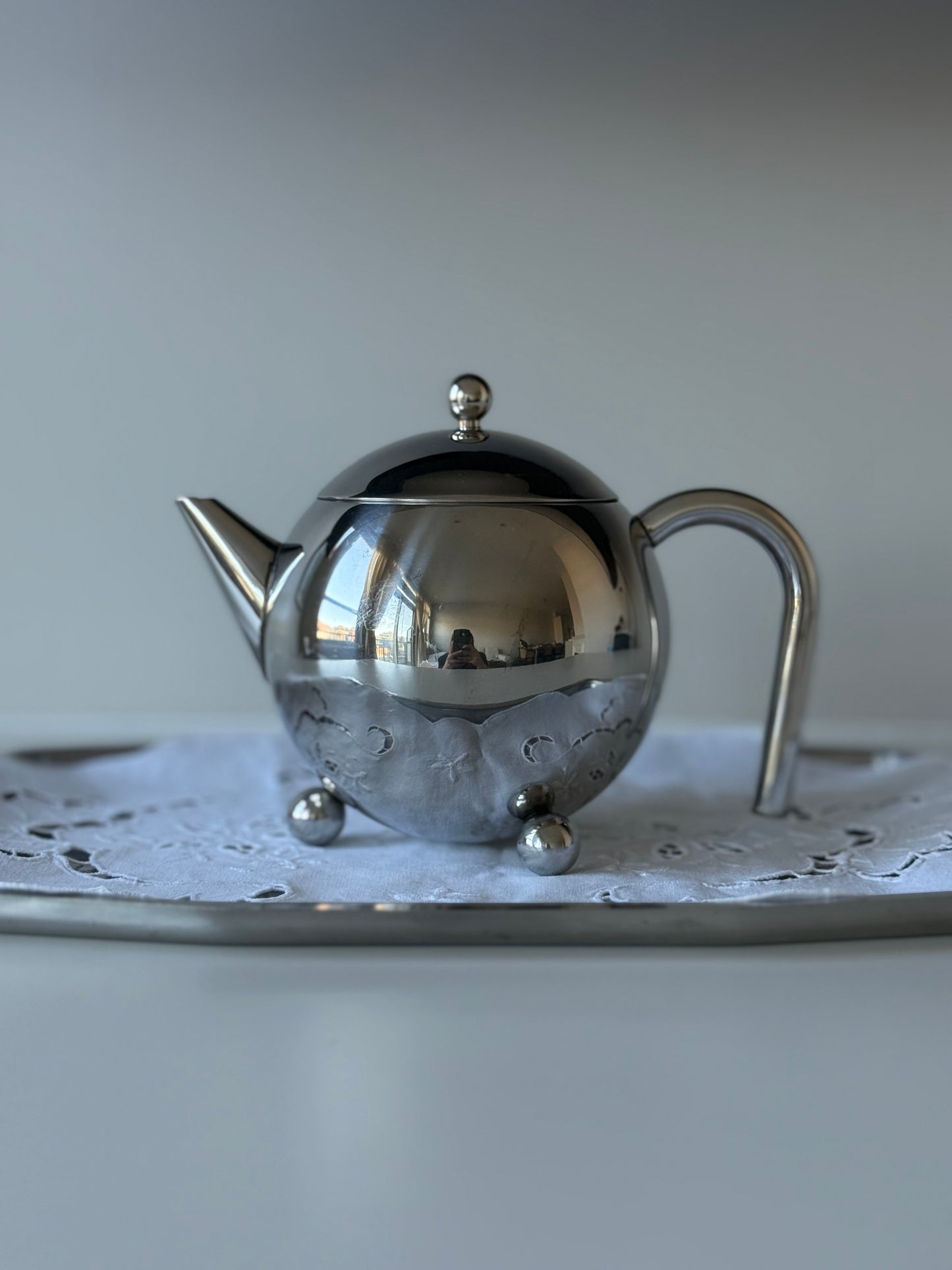 Vintage Stainless Steel Modernist Teapot