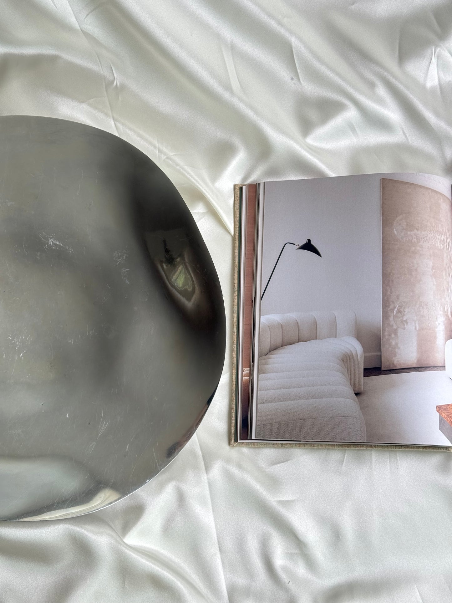 Footed Pewter Centerpiece Bowl – Biomorphic Wave Tray