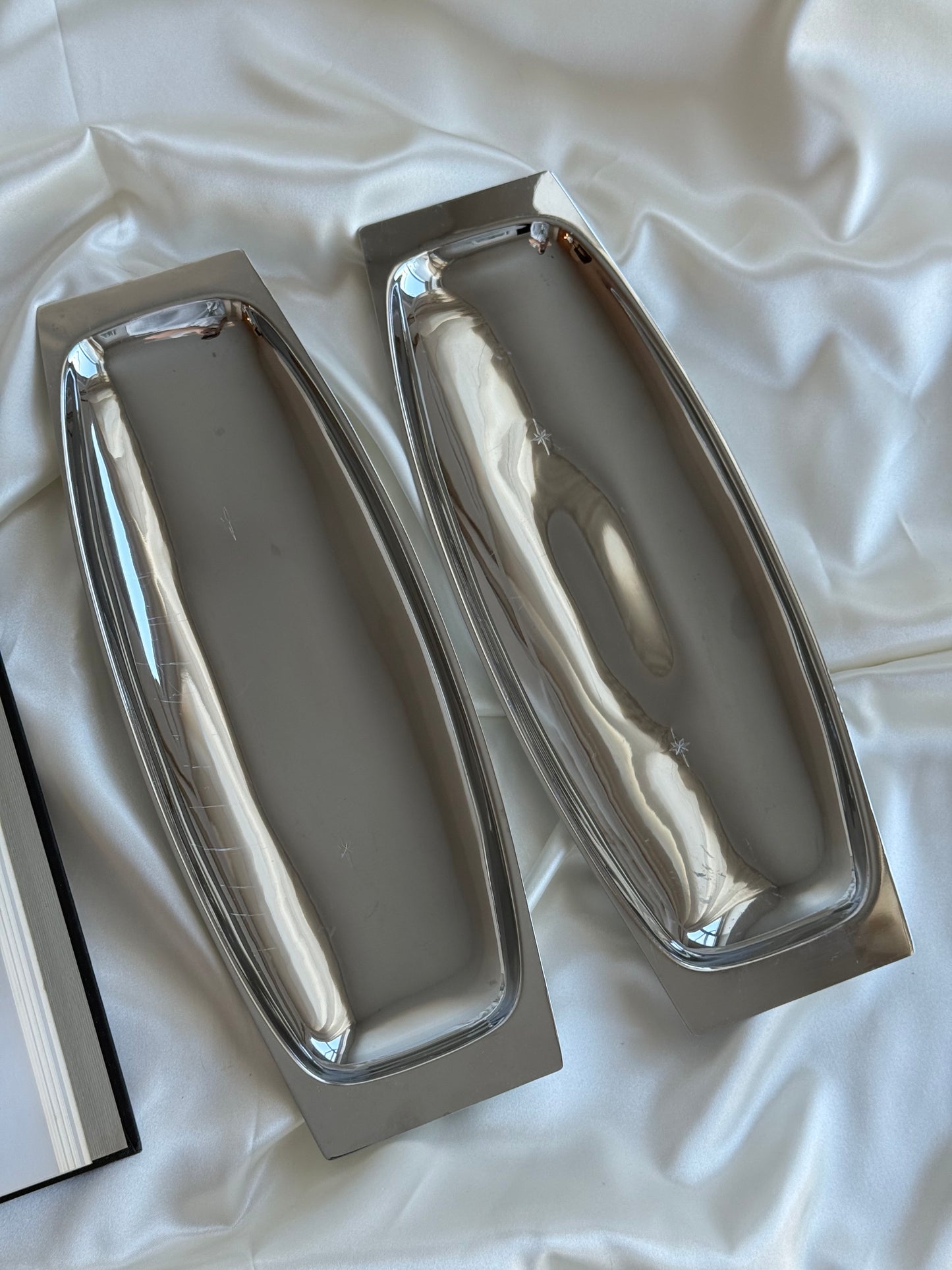 Set of 2 Vintage Stainless Steel Trays