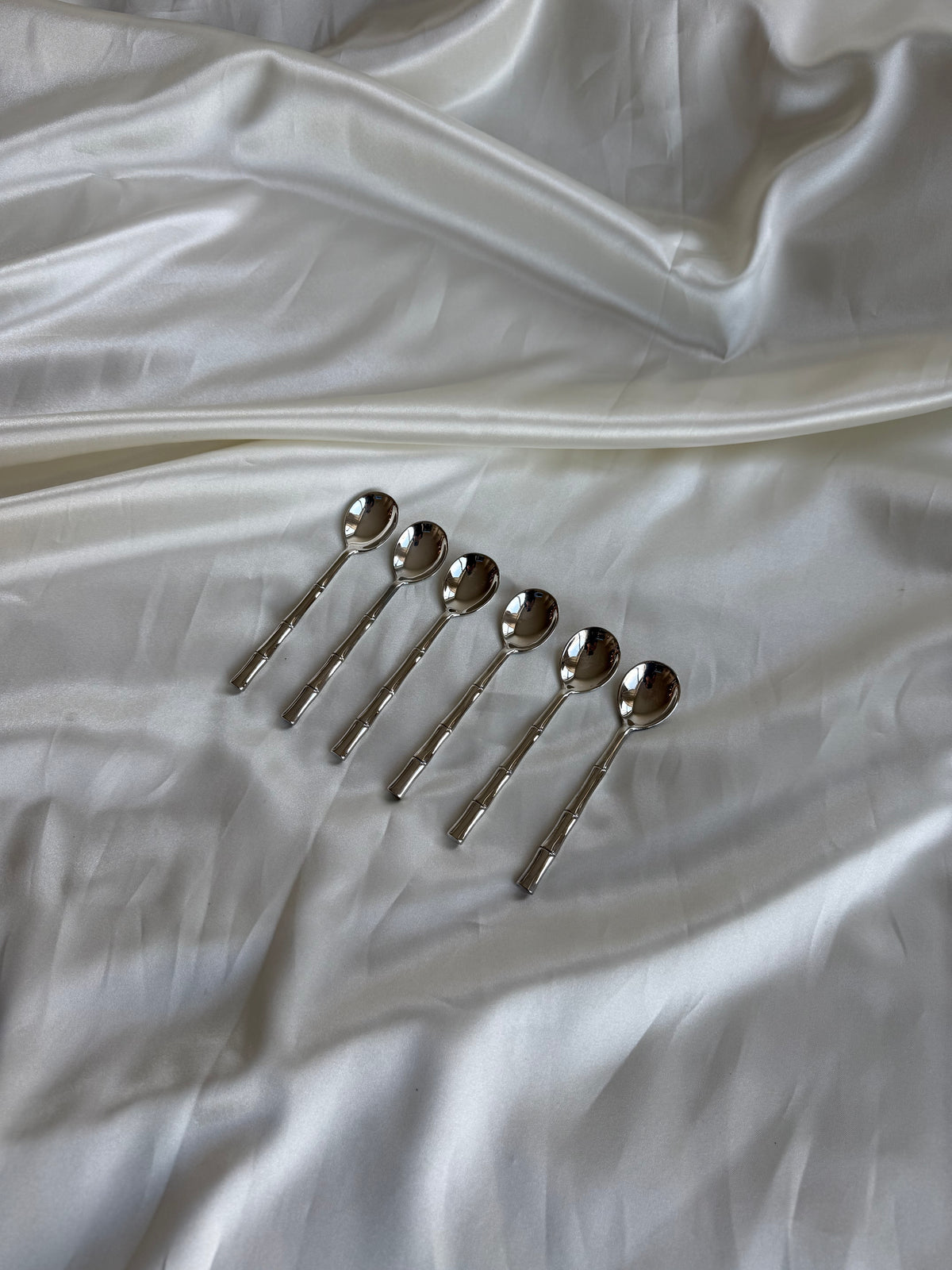 Vintage Silver Plated Bamboo Handle Teaspoons – Set of 6