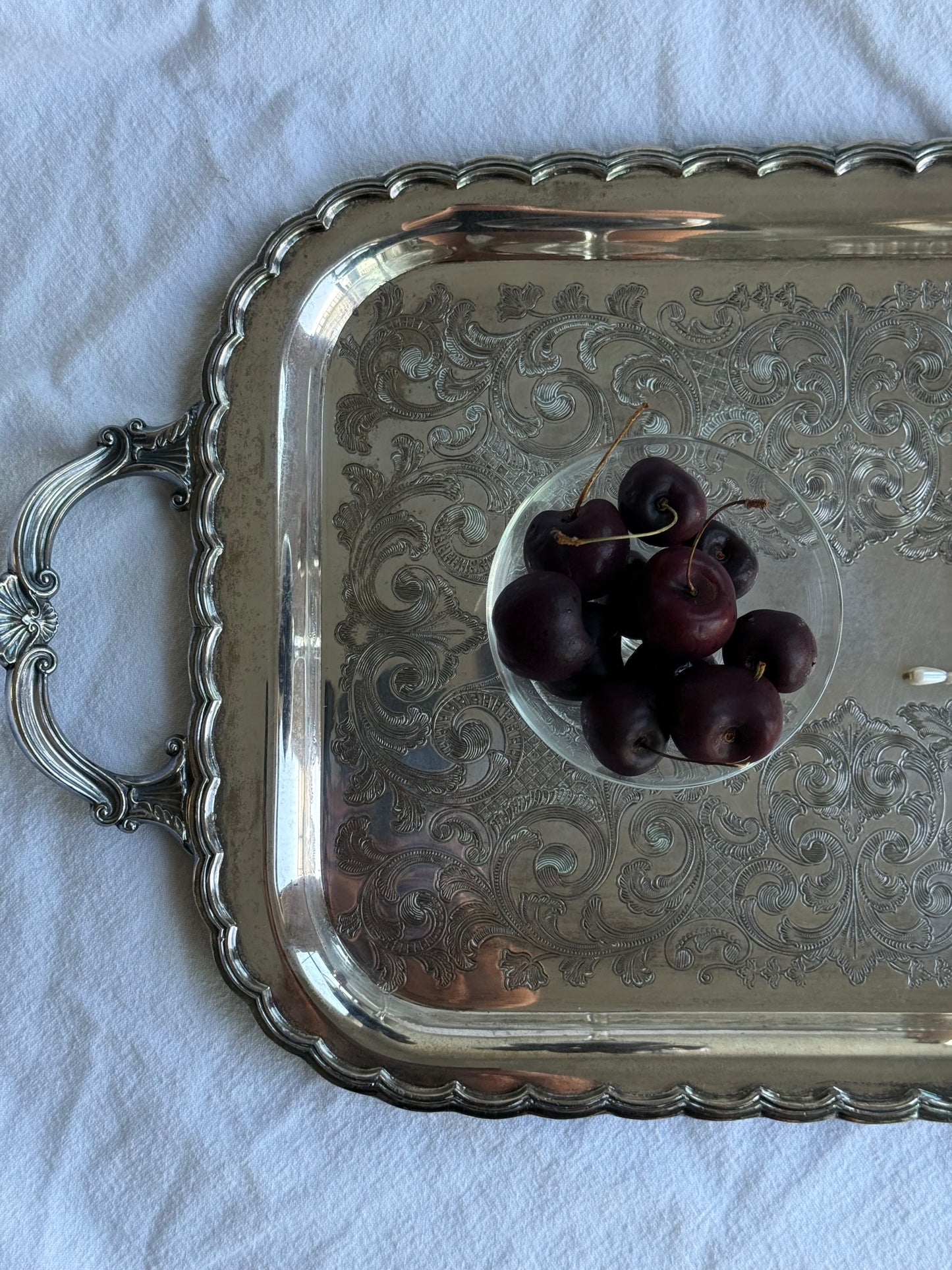 Vintage Silver-Plated Tray – 22x13”