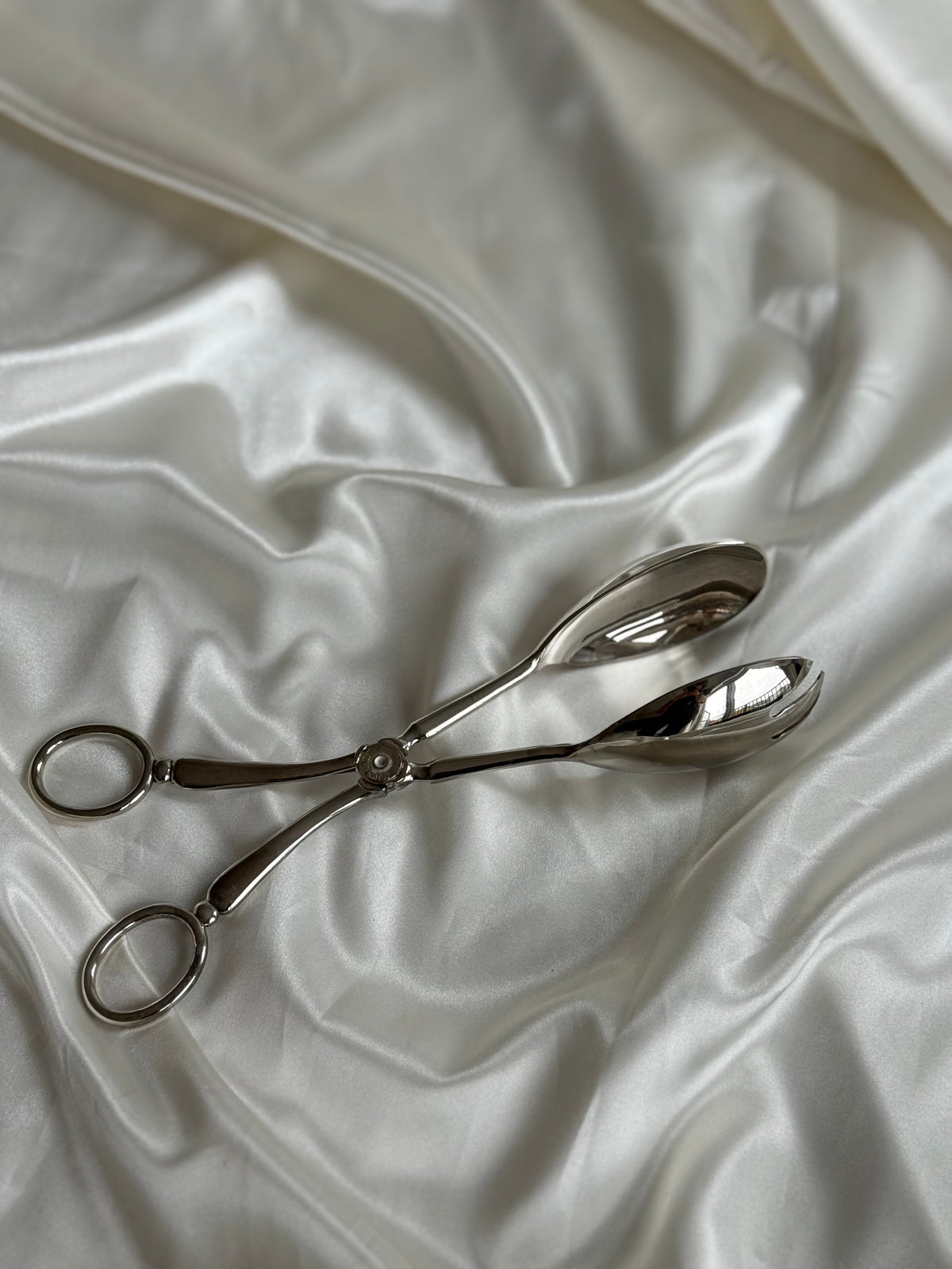 Vintage Italian Silver Plated Scissor-Style Serving Tongs
