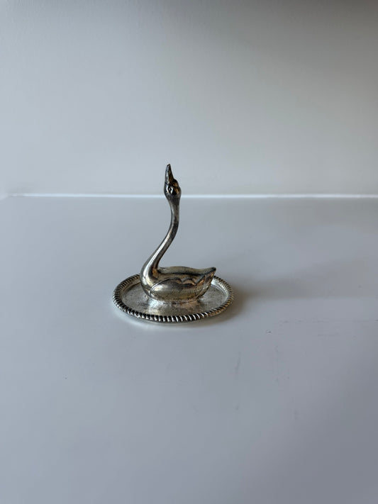 Silver-Plated Swan Ring Holder