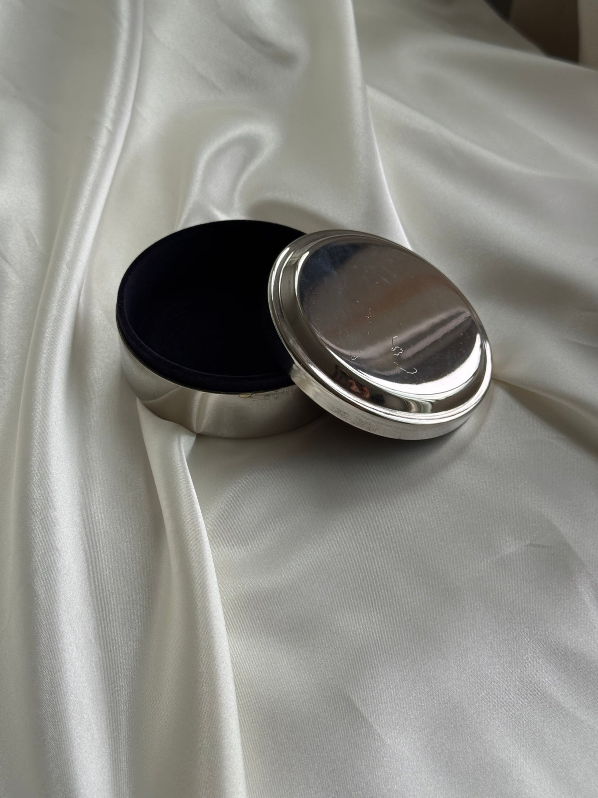Vintage Silver-Plated Trinket Box with Velvet Interior