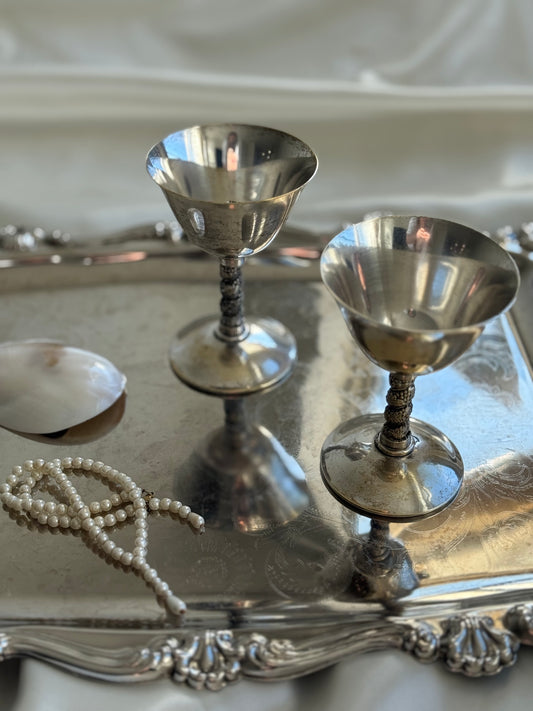 Pair of Vintage Silver-Plated Goblets – Made in Spain
