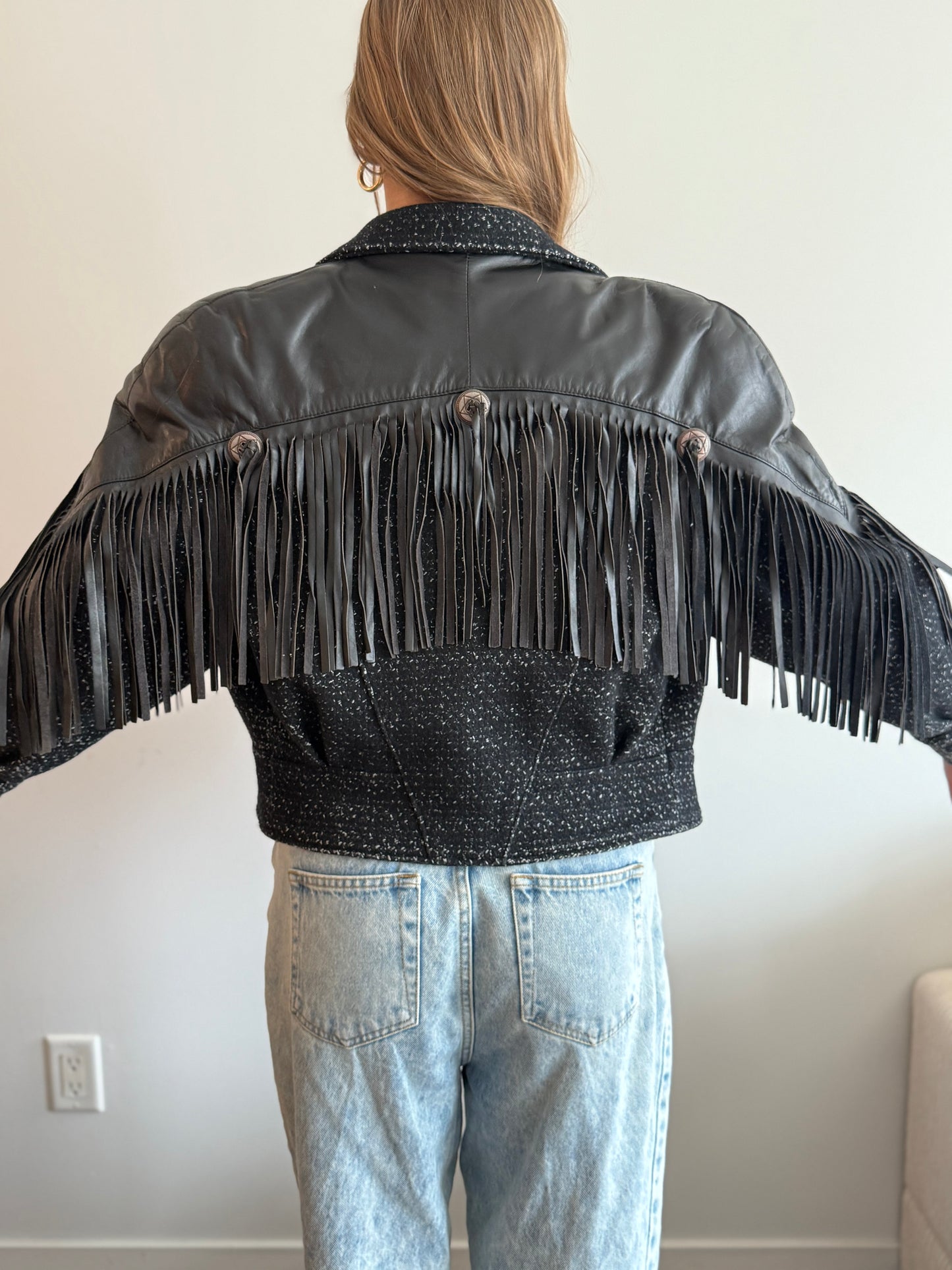 Vintage Wool & Leather Fringe Jacket — S/M