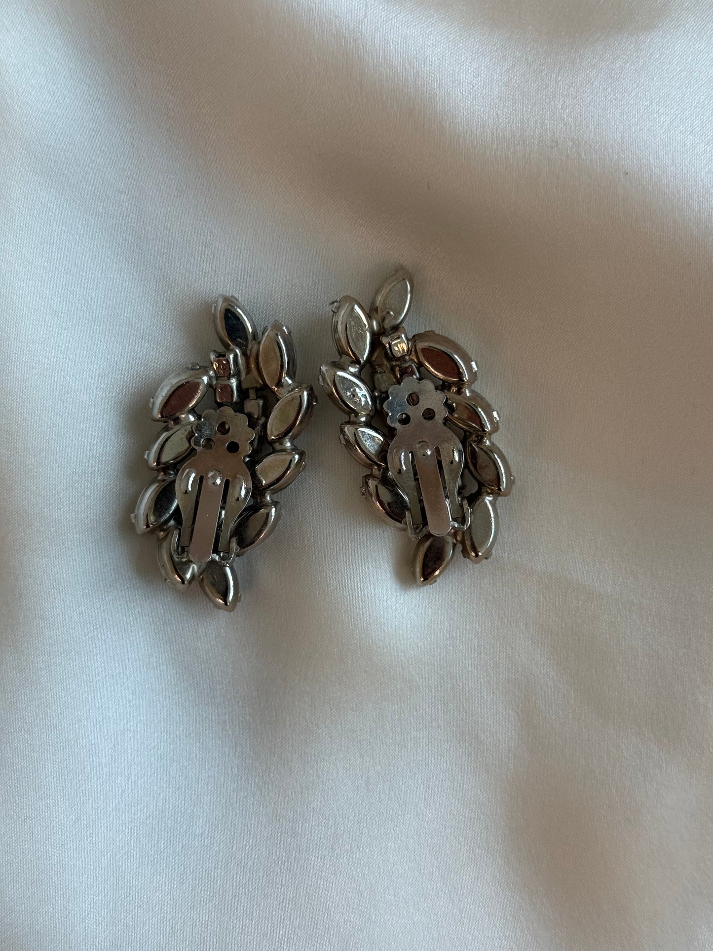 Set of Two pairs Vintage Clip-On Earrings – Rhinestone Statement Pieces