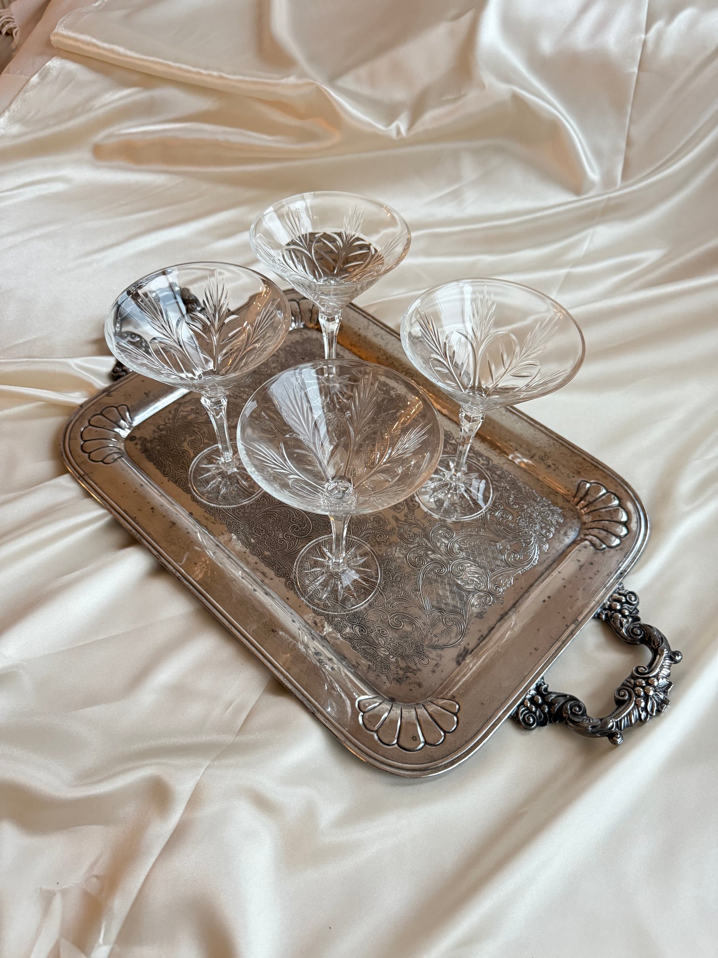 Vintage crystal martini glasses set of 4