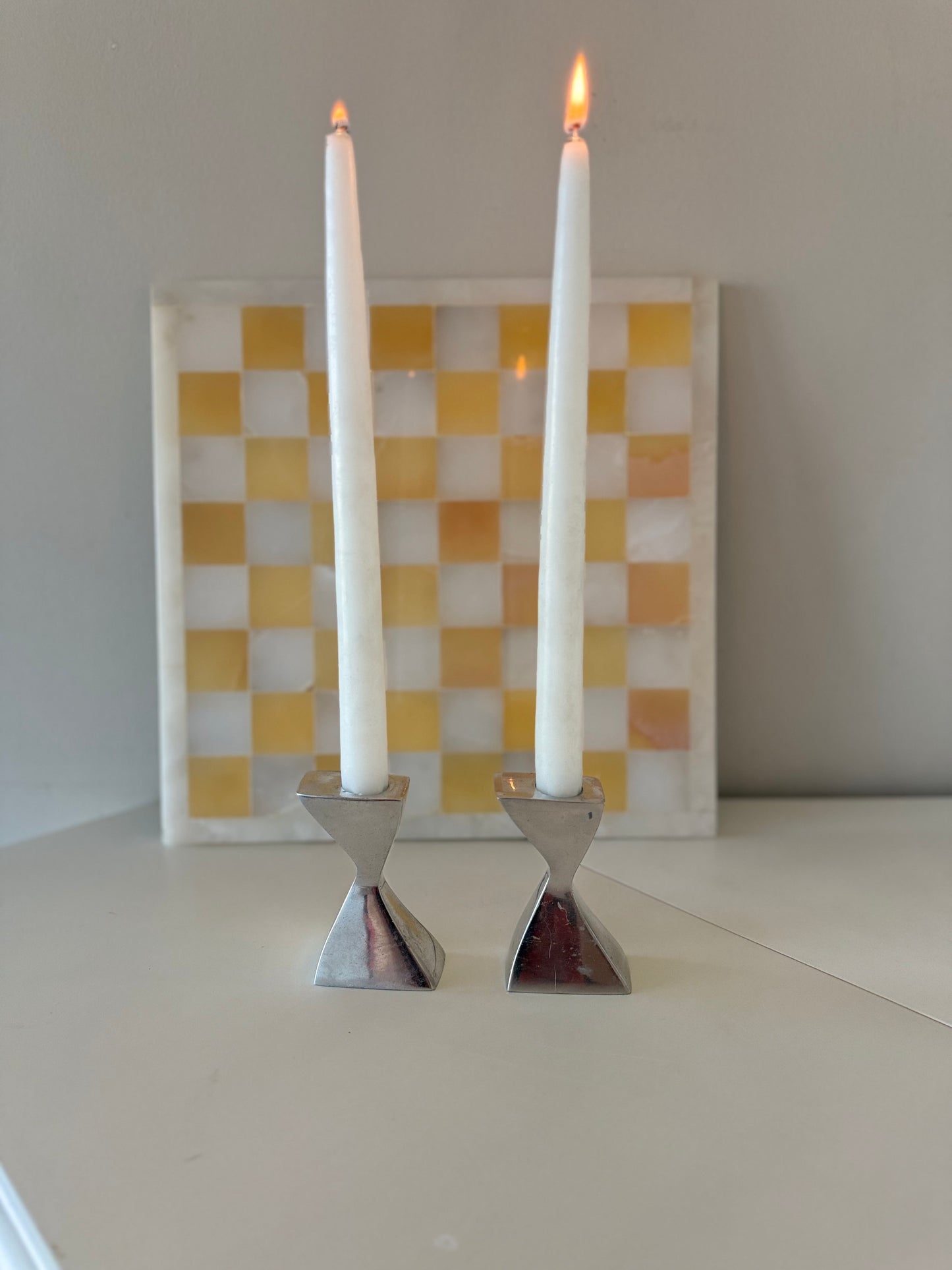 Pair of Mid-Century Modern Geometric Candle Holders