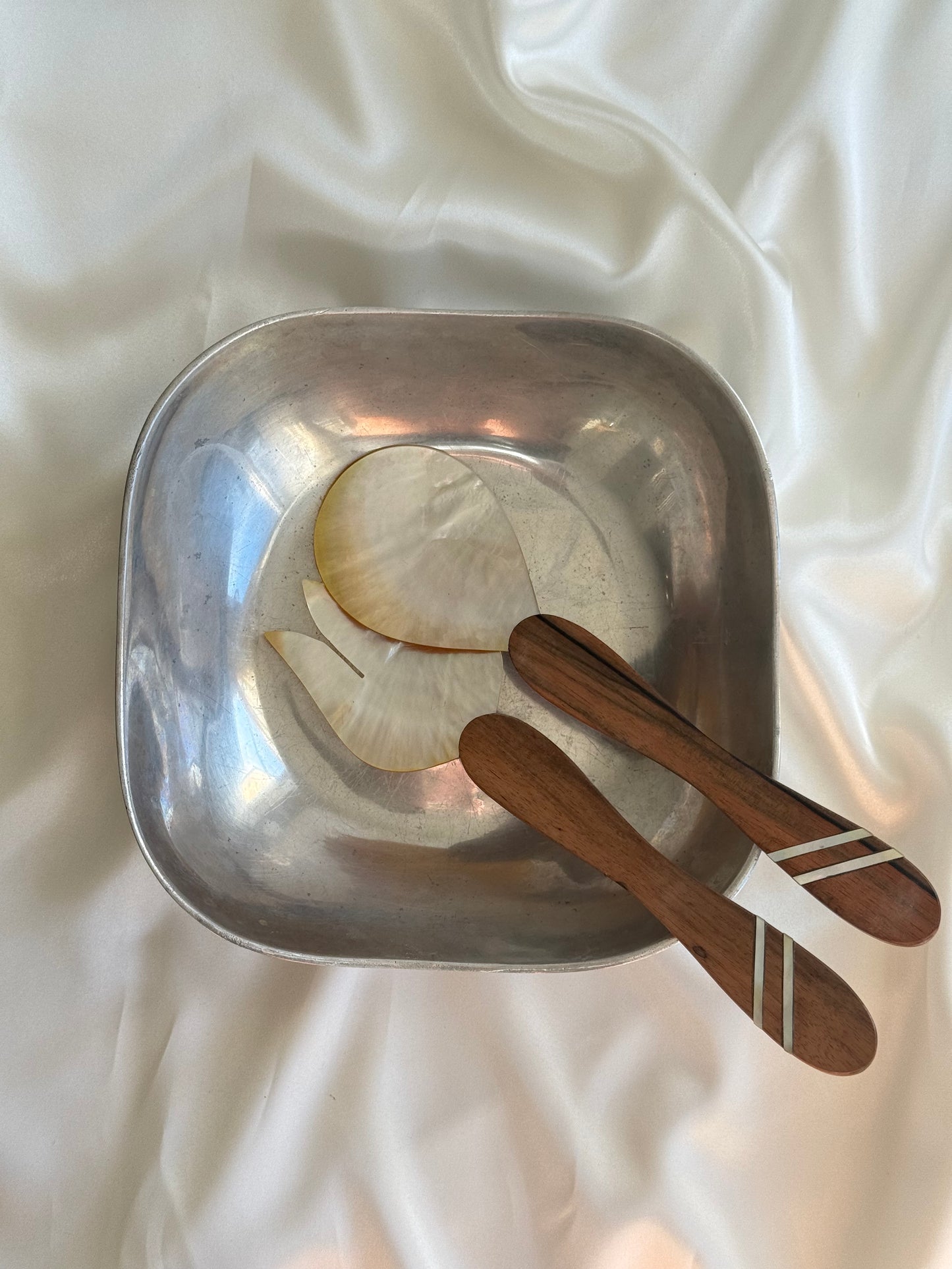 Mother of Pearl & Wood Salad Servers