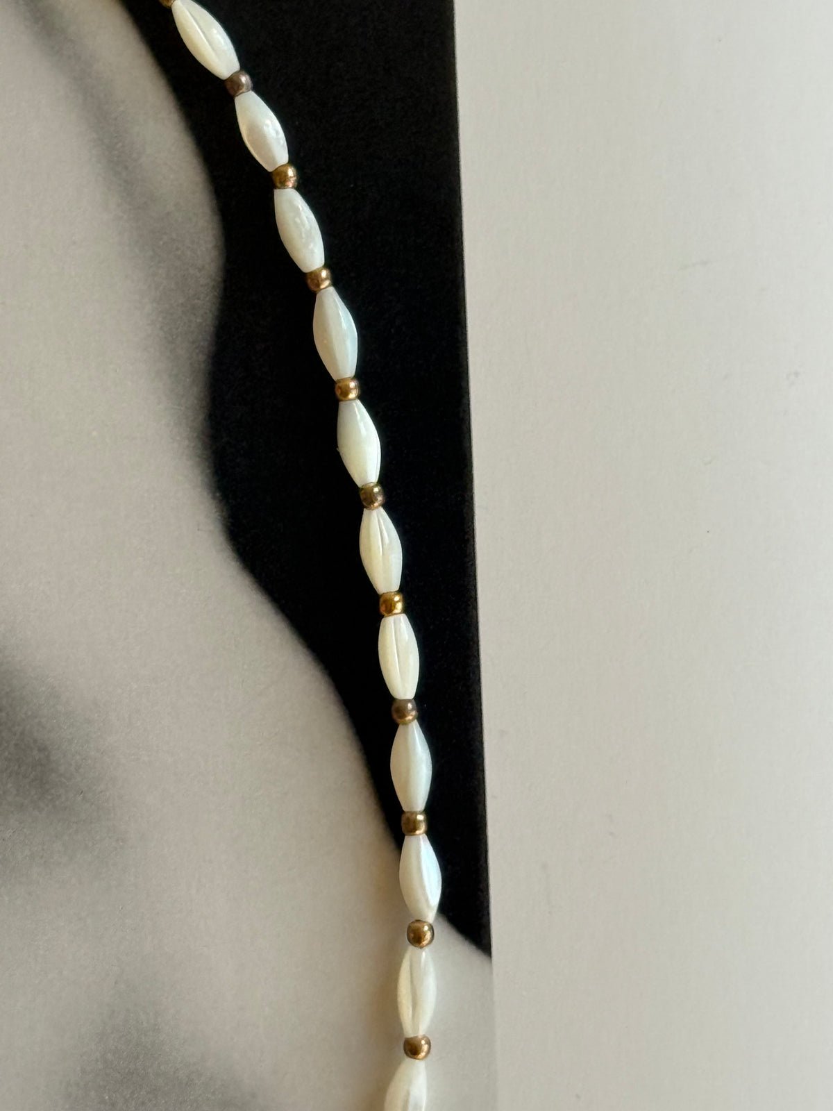 Vintage Mother-of-Pearl Beaded Necklace – 20”