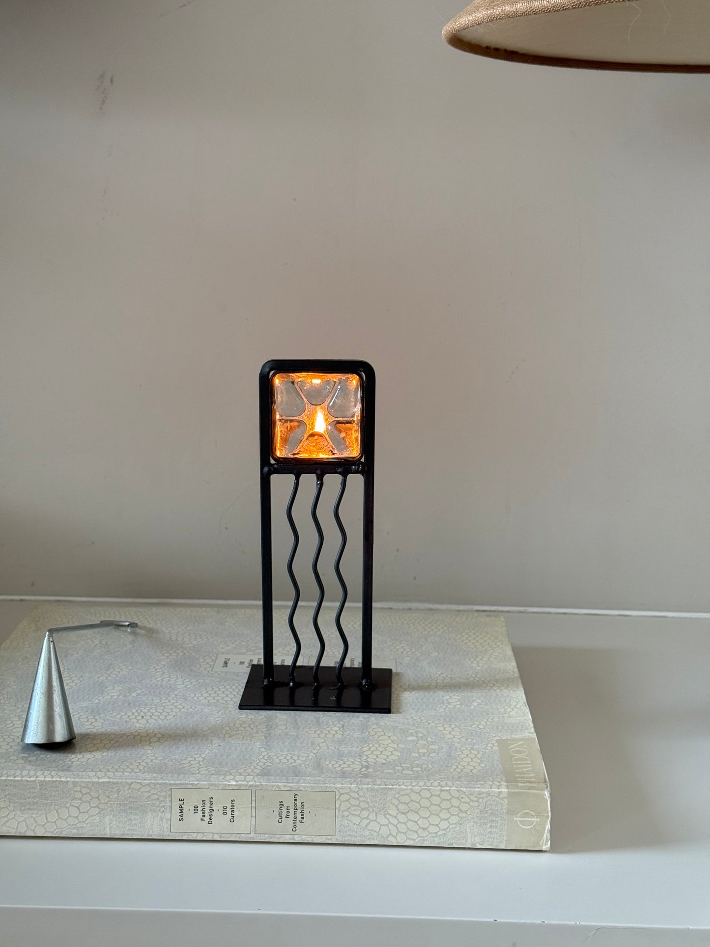 sculptural metal candle holder