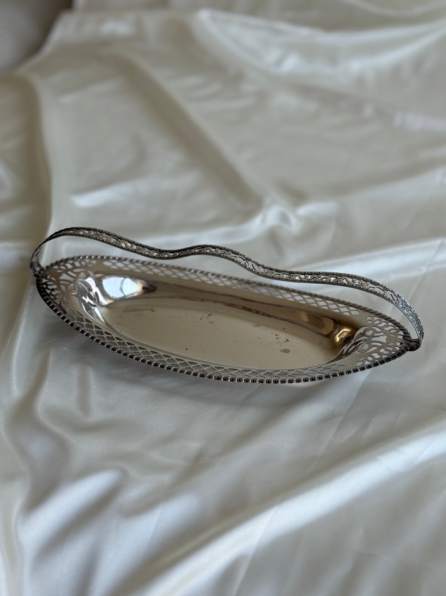 Vintage Silver-Plated Pierced Bread & Fruit Basket
