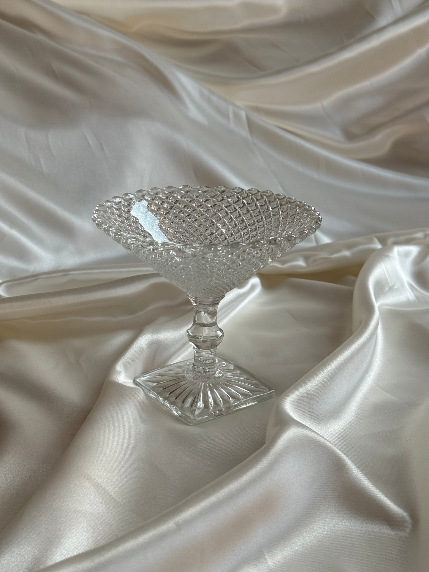 Vintage Pressed Glass Pedestal Compote