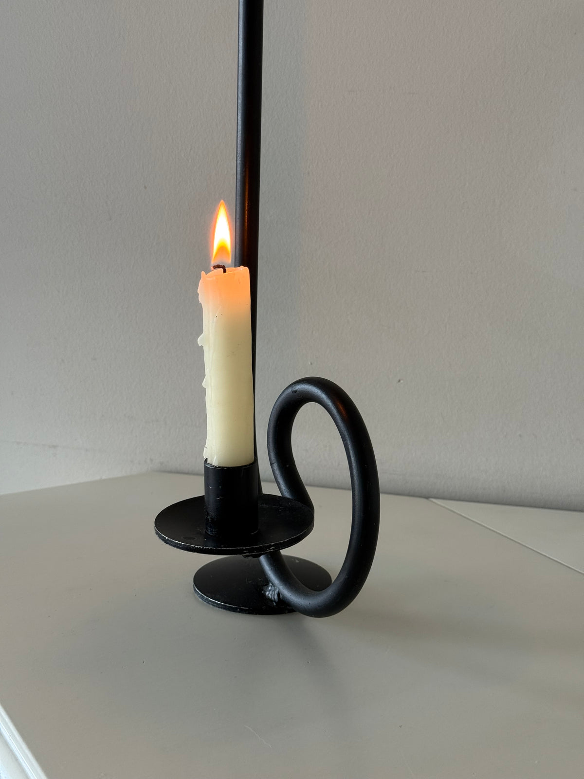Vintage Black Sculptural Double Candle Holder