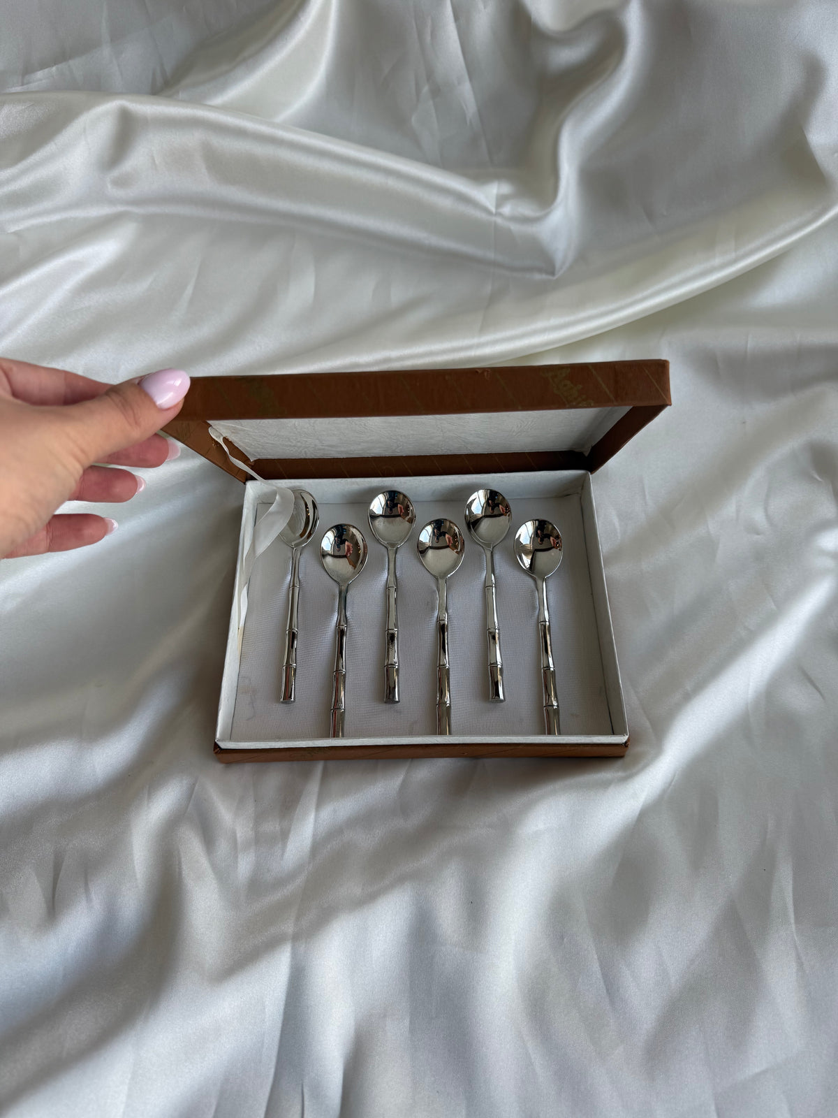 Vintage Silver Plated Bamboo Handle Teaspoons – Set of 6