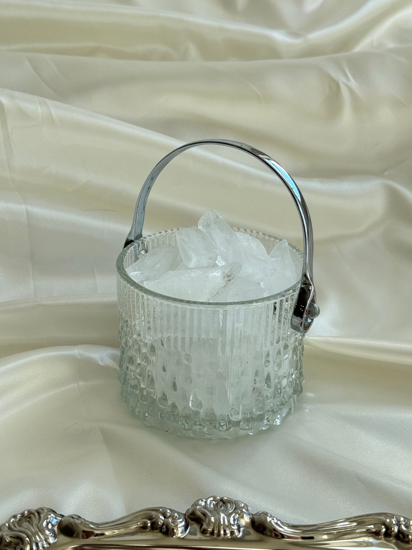 Vintage French Glass Ice Bucket