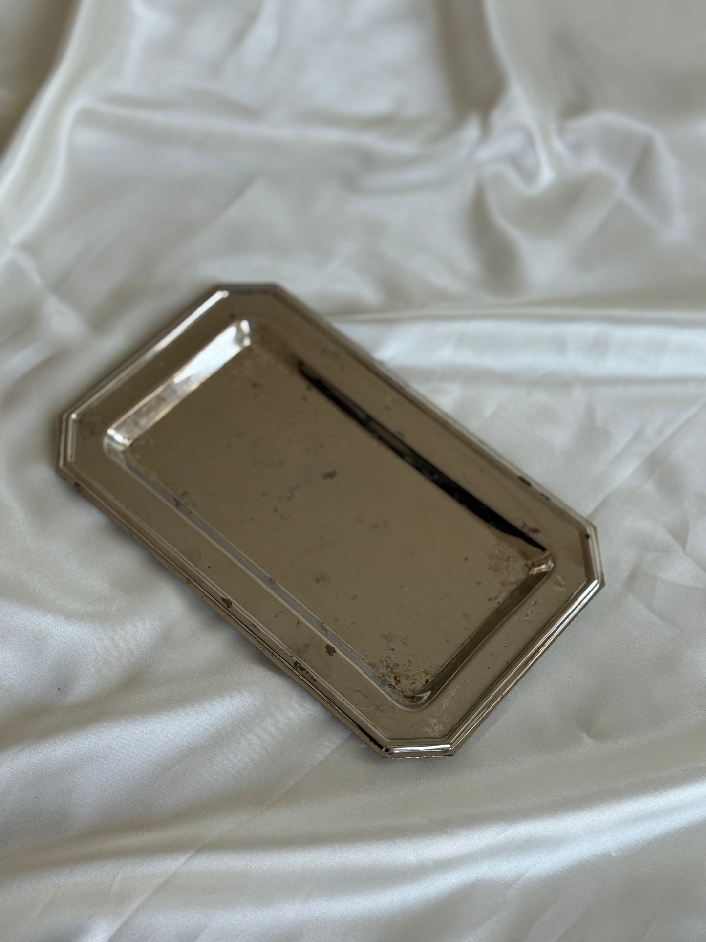 Vintage Silver-Toned Rectangular Tray