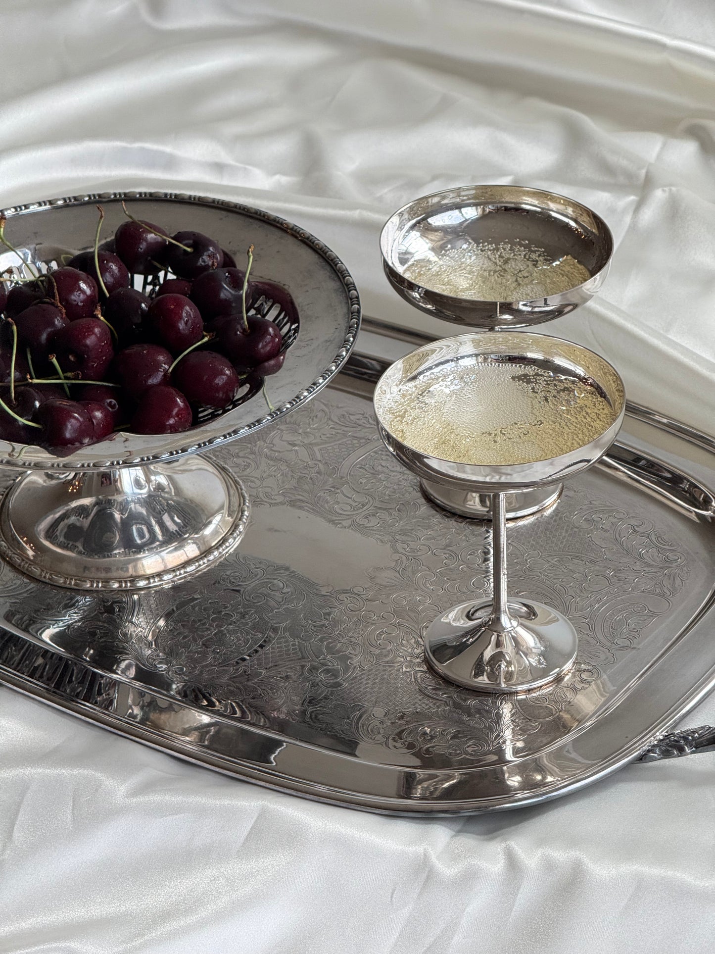 Silver Plated Coupe Champagne Glasses – Set of 4 | Made in Spain