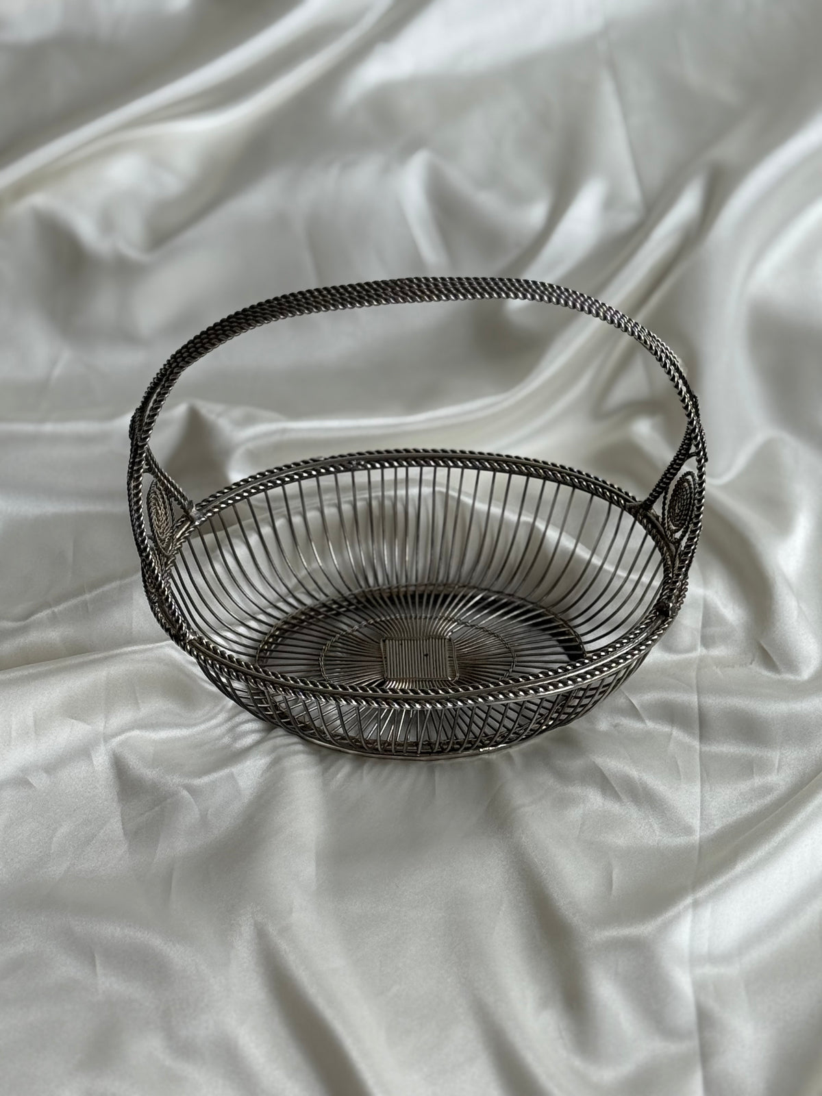 Vintage Silver-Plated Ornate Wire Basket