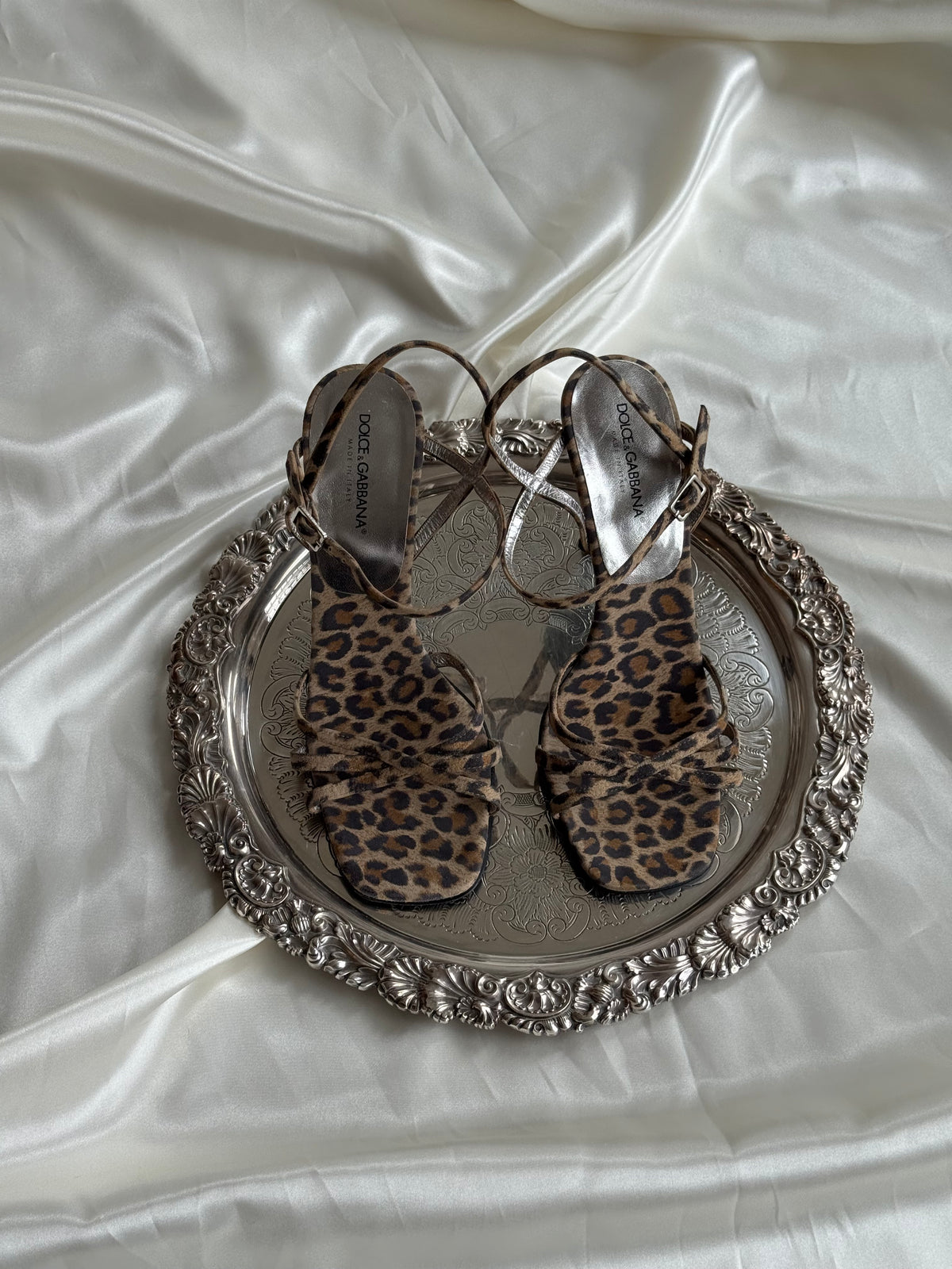 Dolce & Gabbana Leopard Print Strappy Stiletto Sandals | Made in Italy | Size 38.5